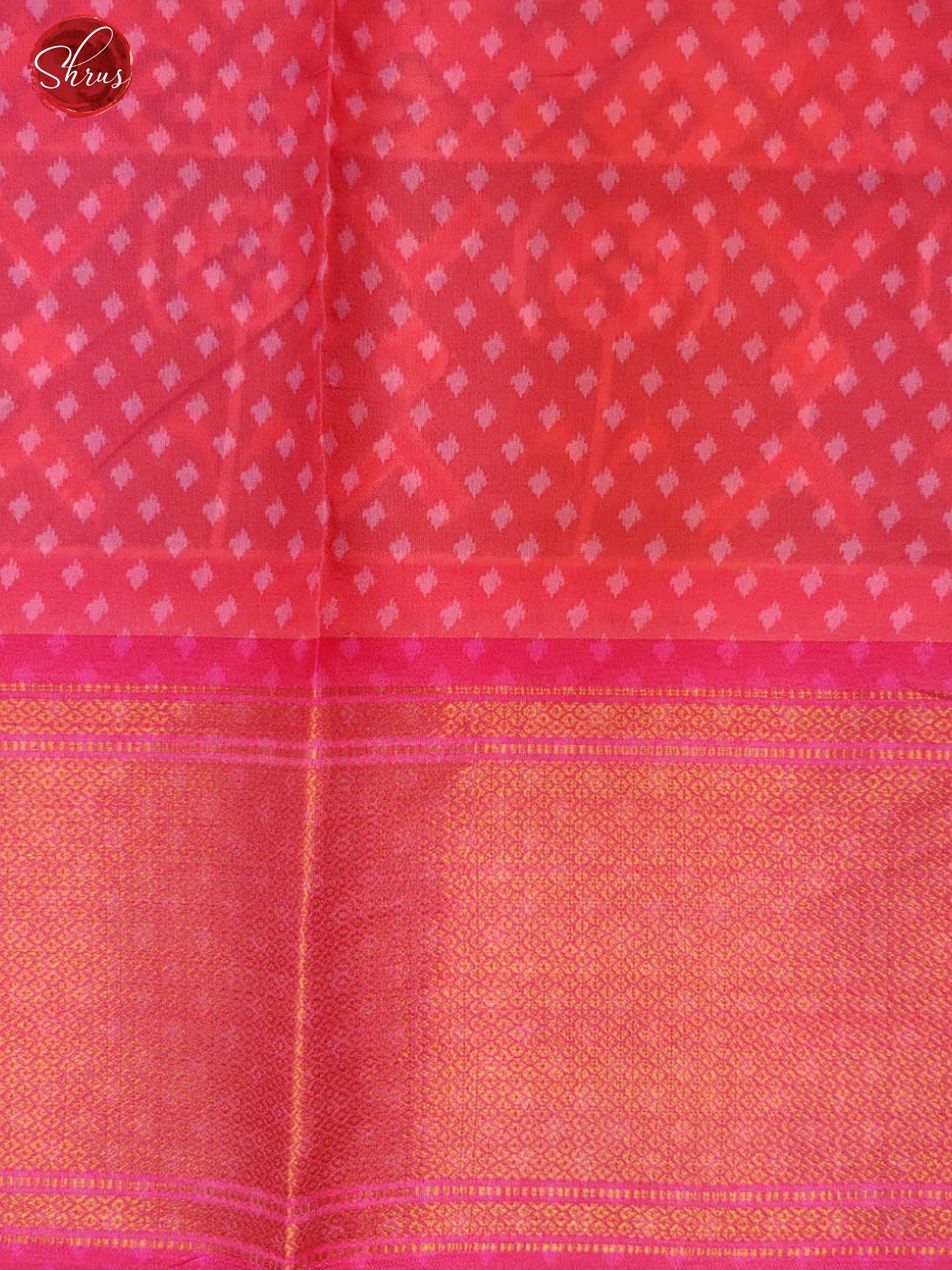 Orange & Pink  - Semi Ikkat with ikkat floral pattern on the body & Contrast Zari Border - Shop on ShrusEternity.com