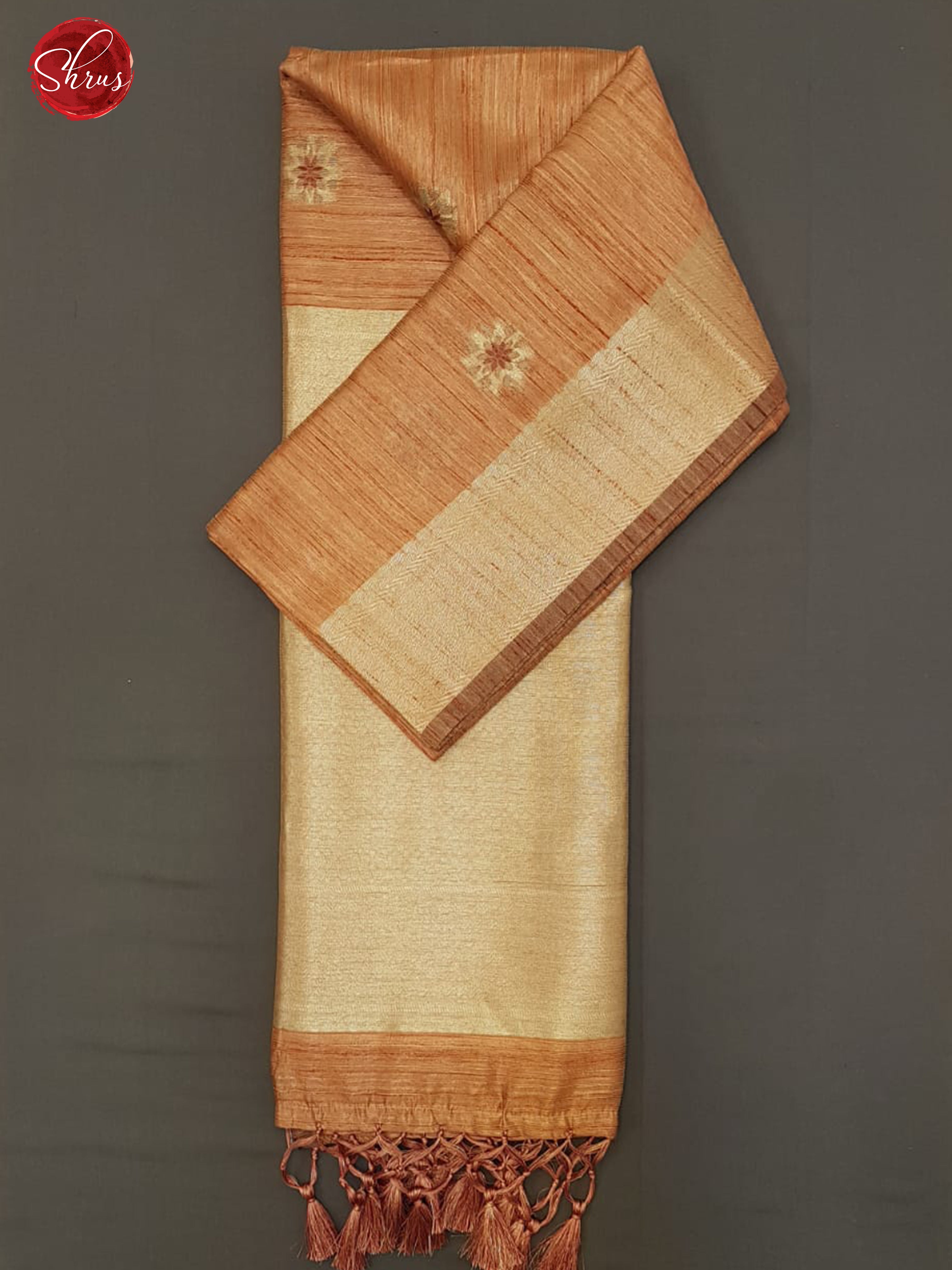 Brown(Single Tone)- Jute with thread woven floral motifs on the body & zari Border - Shop on ShrusEternity.com
