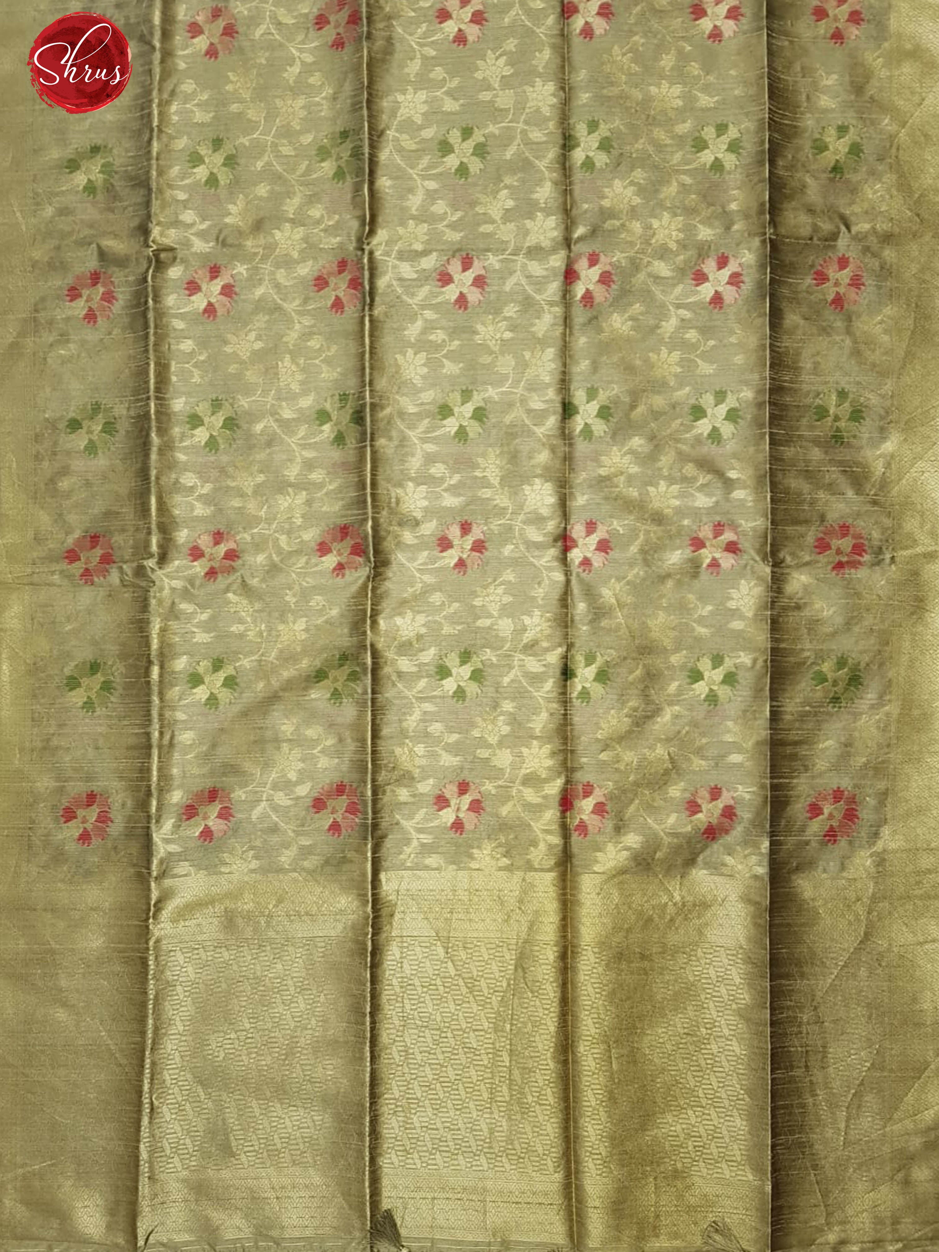 Grey (Single Tone)- Semi Raw Silk with zari  woven floral nestling brocade  on the body & Zari Border - Shop on ShrusEternity.com