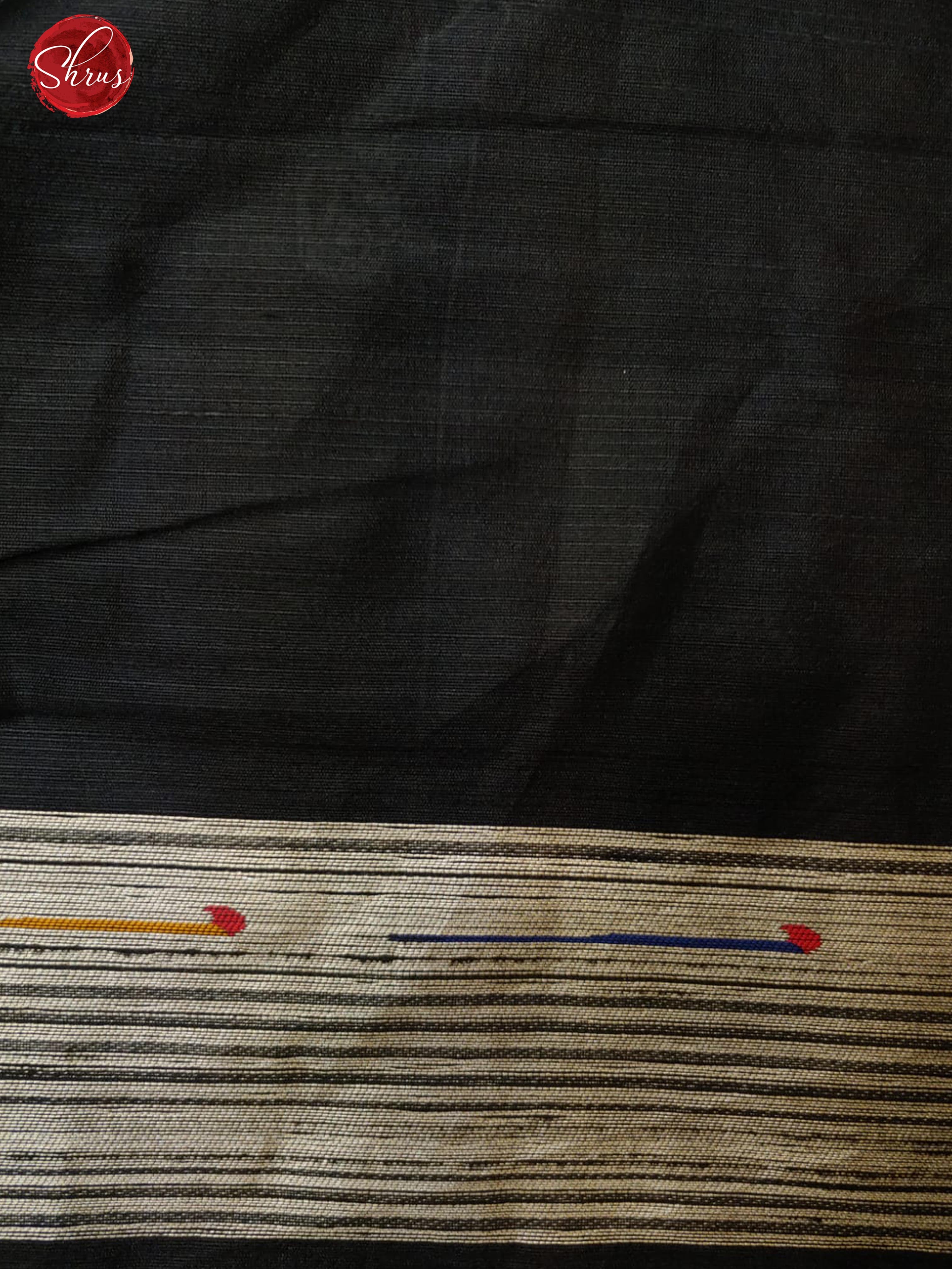 Black(Single Tone)-Semi Raw Silk with zari buttas on  the body & zari  border - Shop on ShrusEternity.com