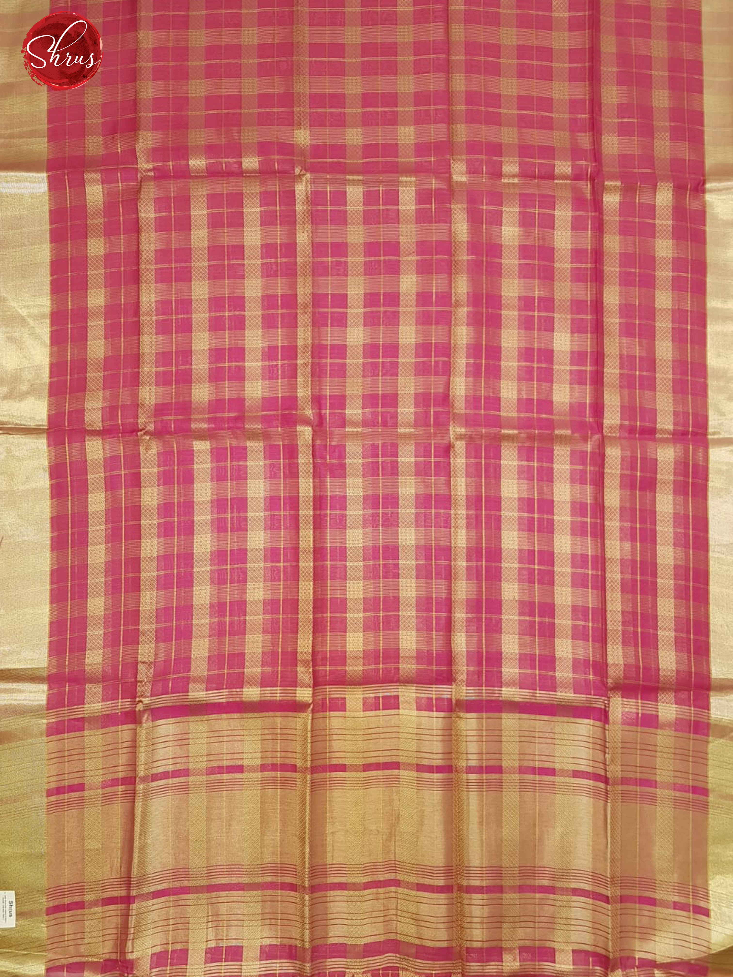 Pink(Single Tone) -Banarasi Silk Cotton with zari woven Checks on the body & Zari Border - Shop on ShrusEternity.com