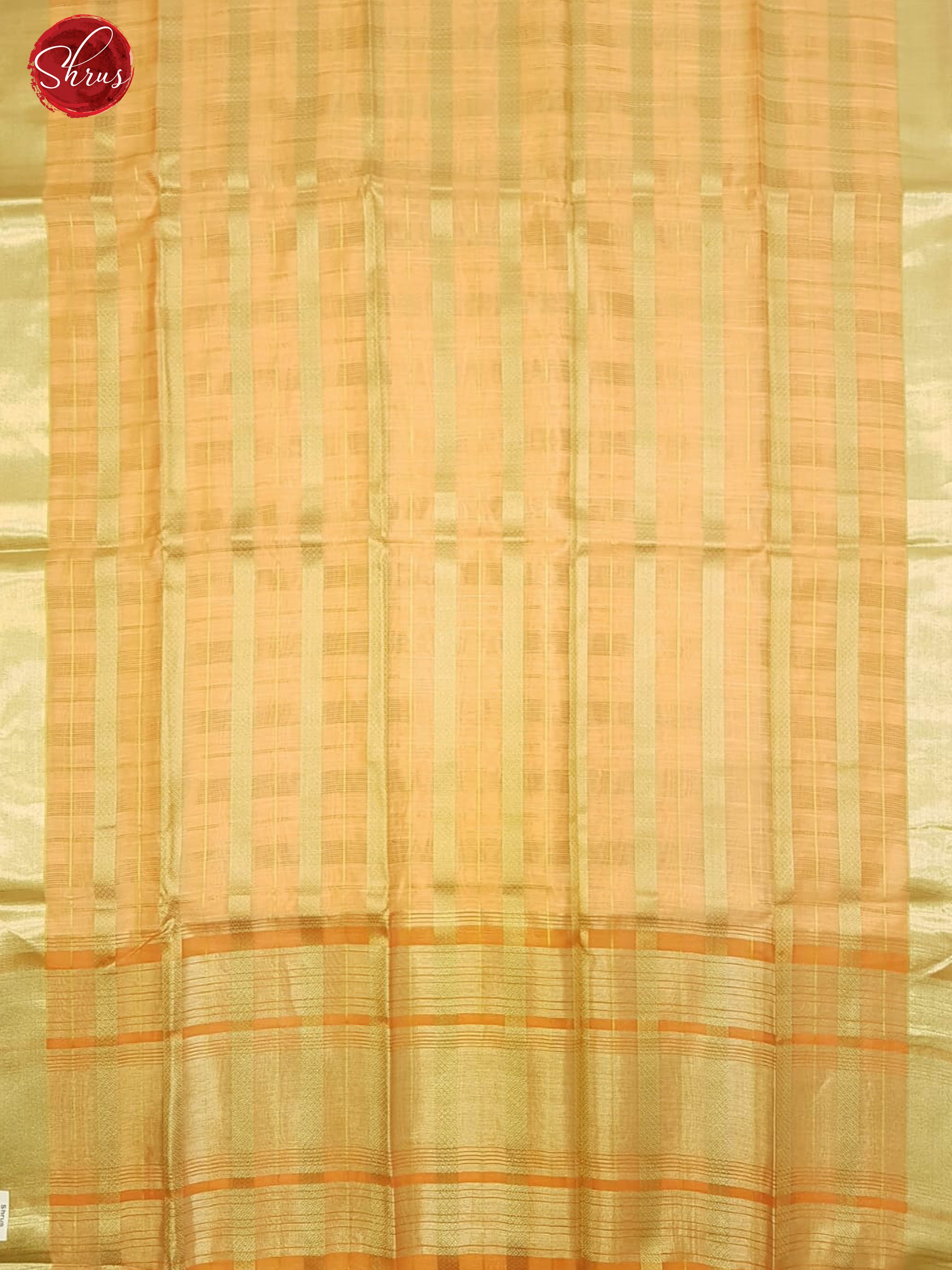 Light Orange( Single tone) -Banarasi Silk Cotton with zari woven Checks on the body & Zari Border - Shop on ShrusEternity.com