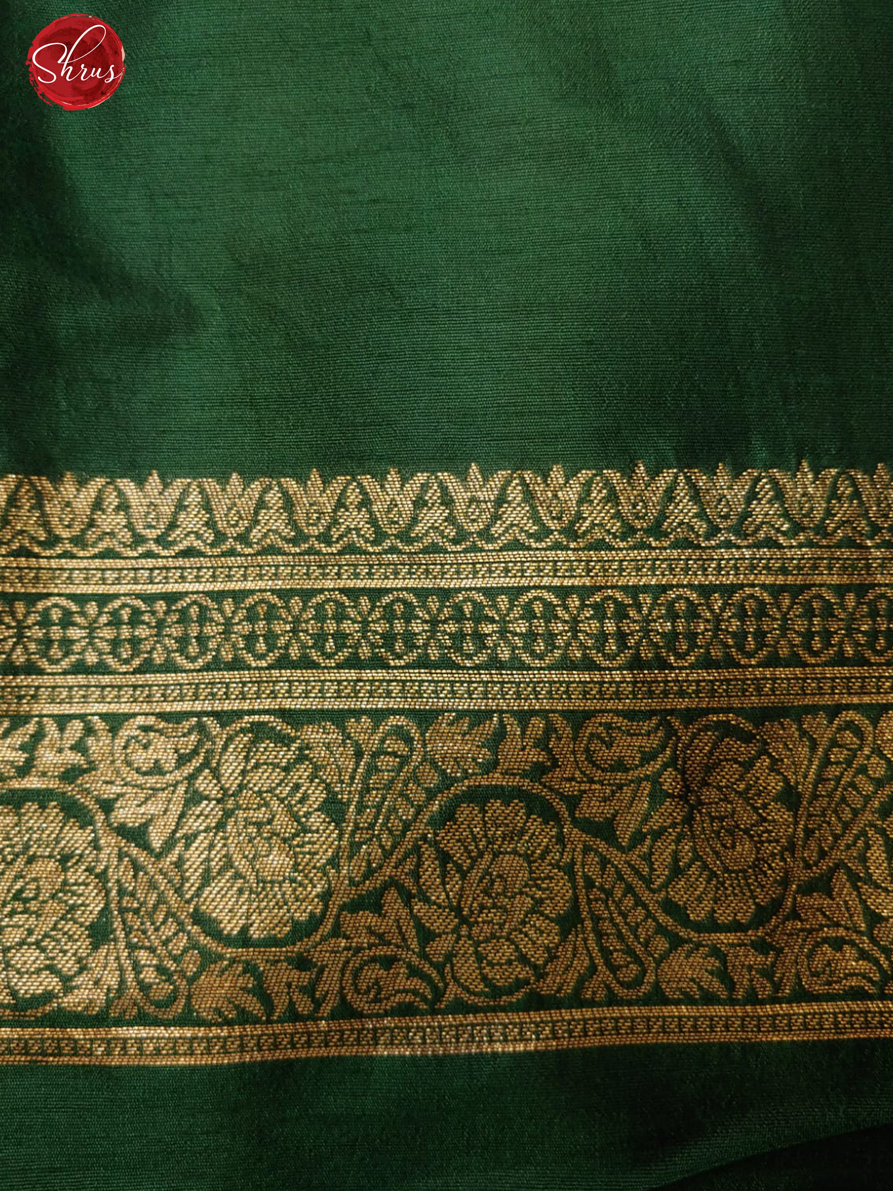 Green(Single Tone)-Semi Raw Silk with zari buttas on  the body& zari  border - Shop on ShrusEternity.com