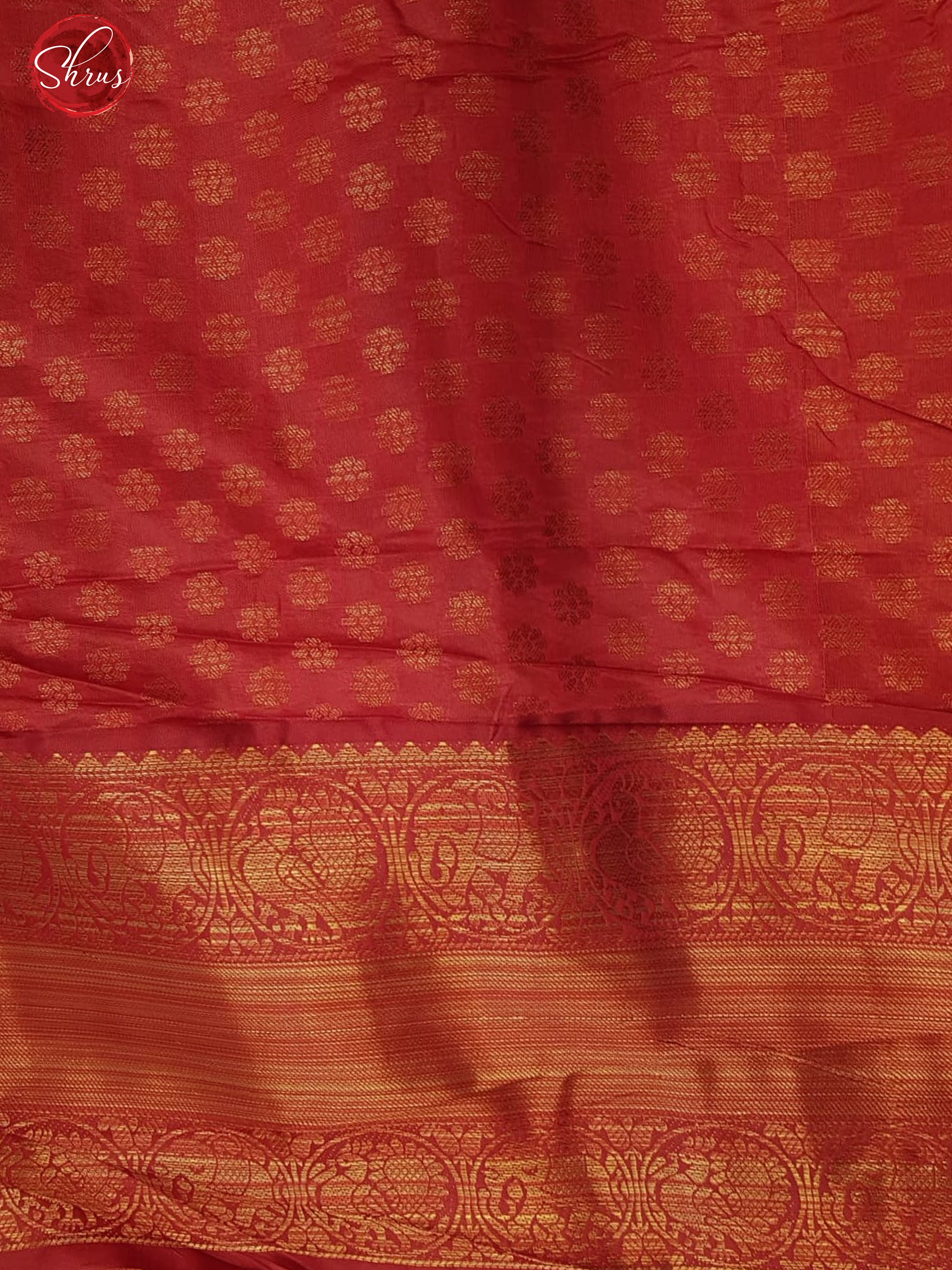 Grey & Red - Semi Dupion with kalamkari floral print  , Zari wavy Stripes on the body & Contrast Border - Shop on ShrusEternity.com