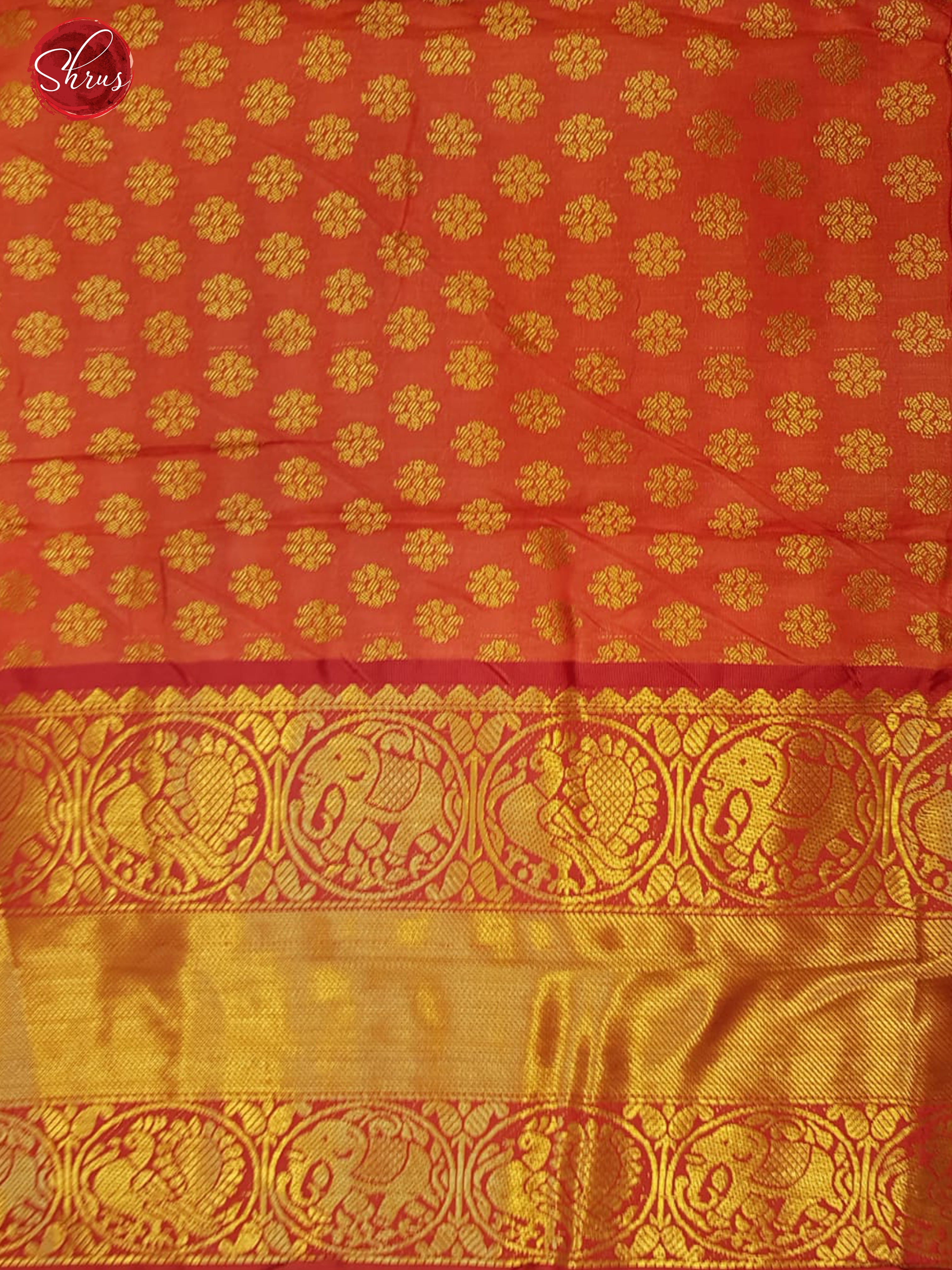 Yellow & Orange - Semi Dupion with   floral print on the body & Contrast zari  Border - Shop on ShrusEternity.com