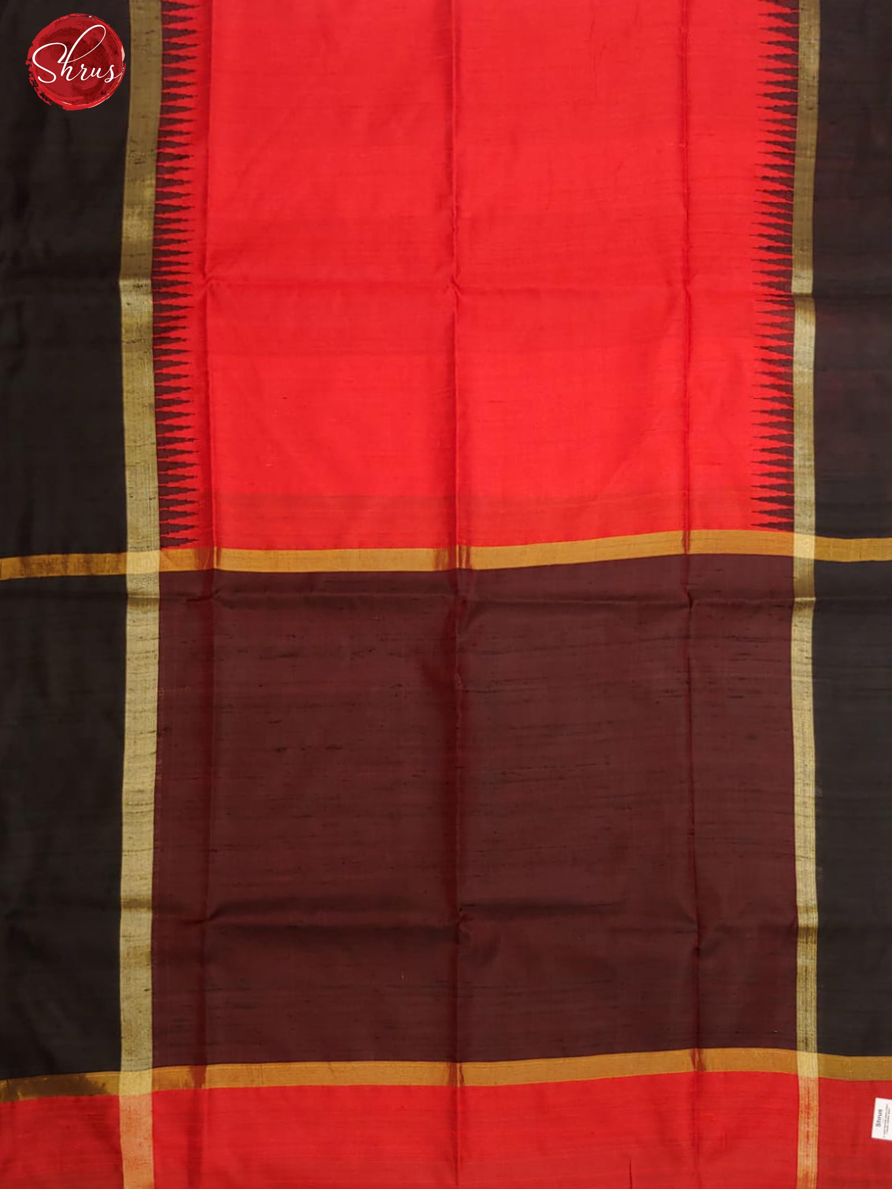 Red & Black - Raw Silk with plain body & Contrast Border - Shop on ShrusEternity.com