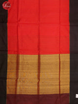 Red & Black - Raw Silk with zari woven stripes on the body & Contrast Border - Shop on ShrusEternity.com