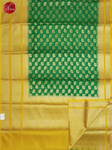 Green & Yellow- Kota Banarasi with zari woven peacock buttas on the body and zari border - Shop on ShrusEternity.com