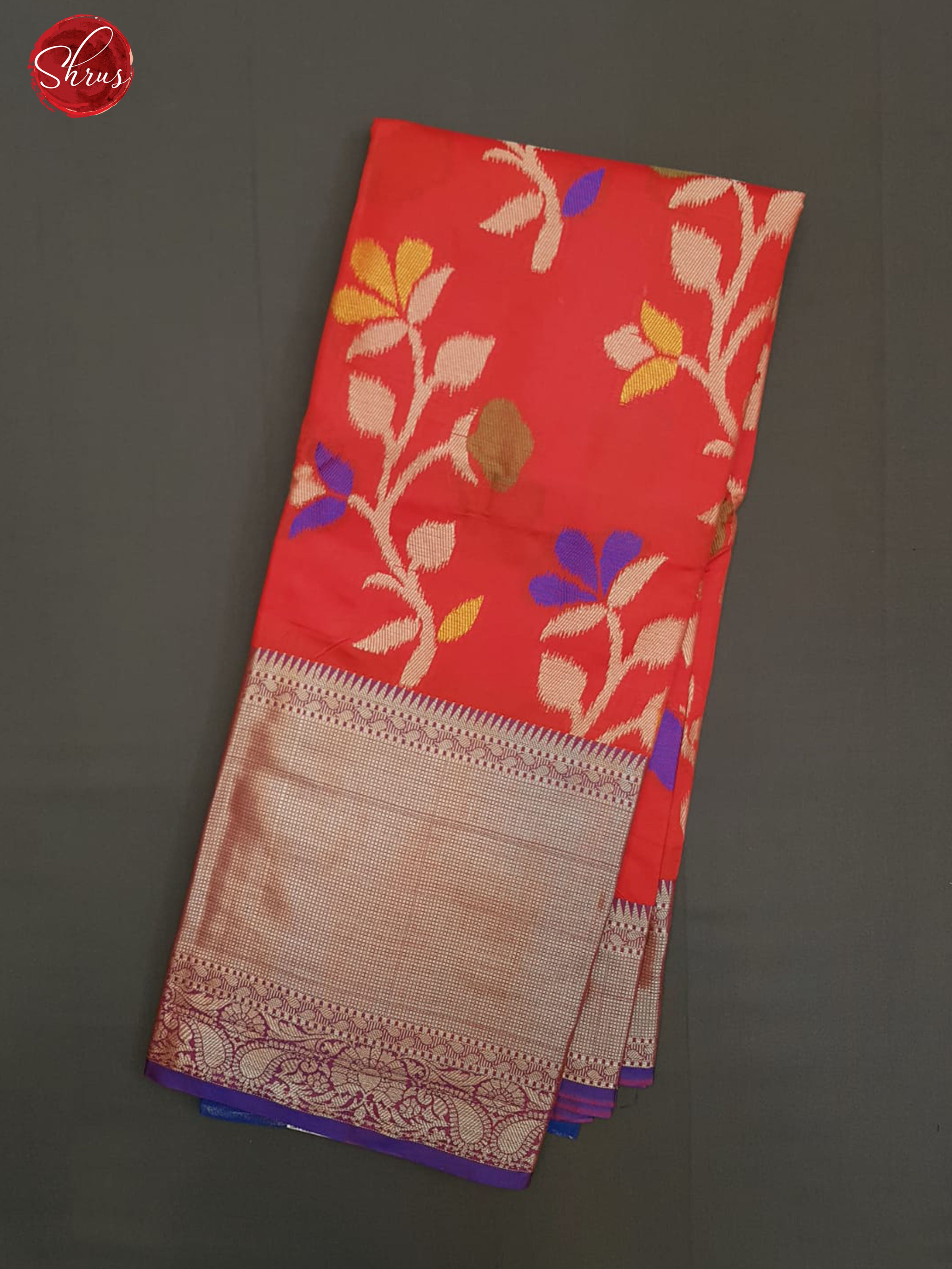 Red and Blue - Semi Kanchipuram Silk - Shop on ShrusEternity.com