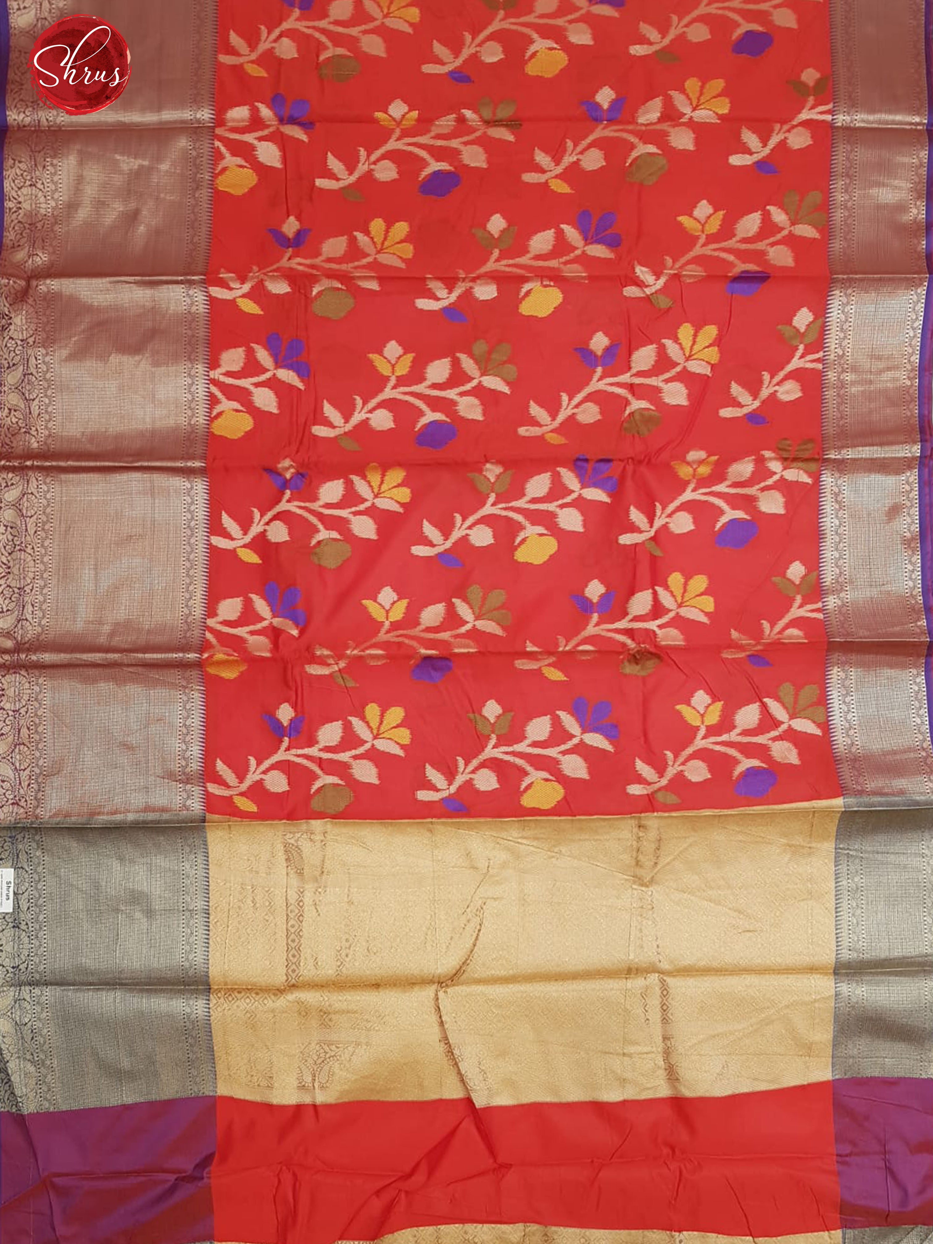 Red and Blue - Semi Kanchipuram Silk - Shop on ShrusEternity.com