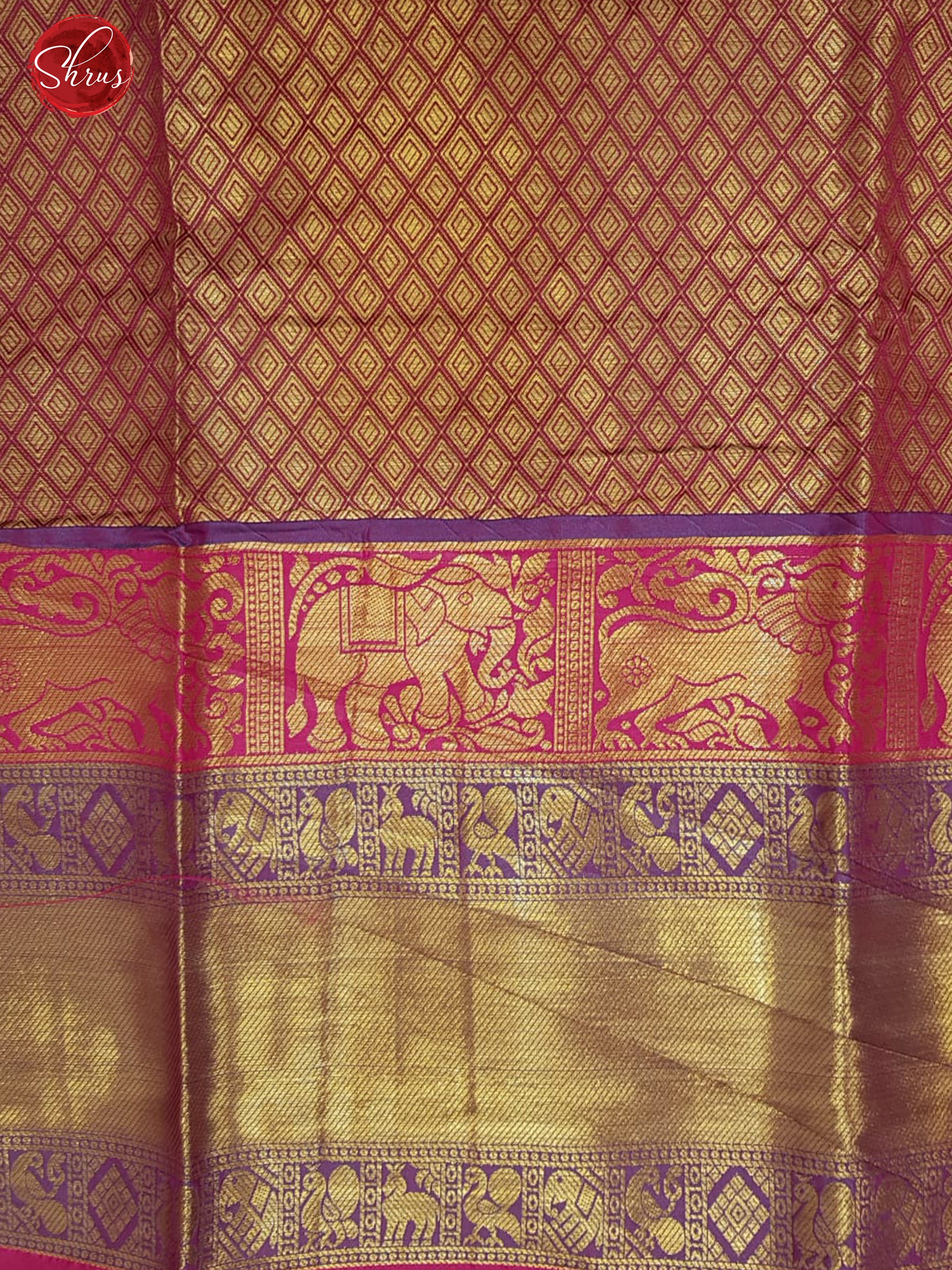 Green & Pink - Semi Kanchipuram Silk with zari brocade on the body & Contrast Zari Border - Shop on ShrusEternity.com