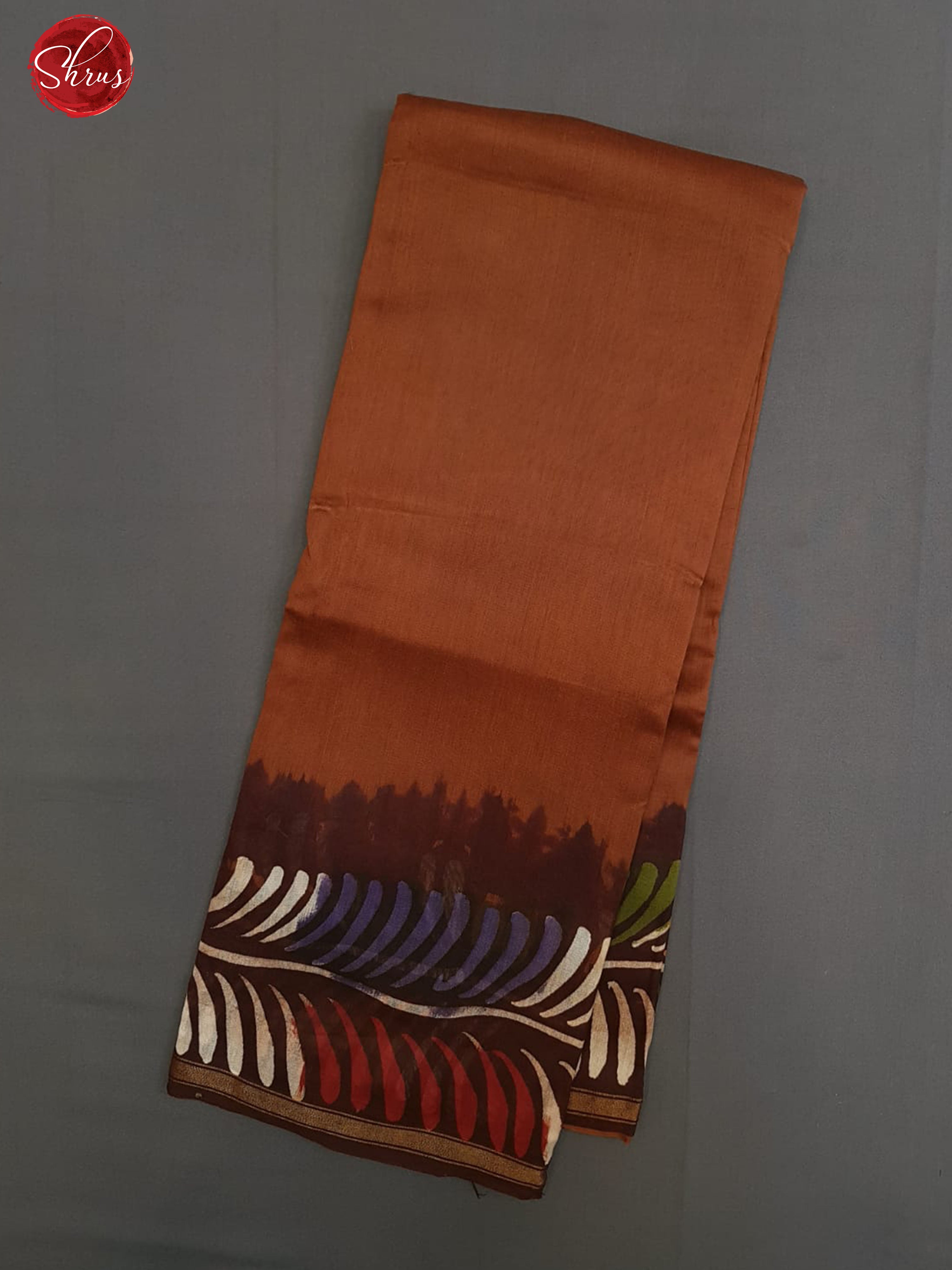 Brown & Dark Brown - Chanderi with hand painted bhatik floral design on the body & Border - Shop on ShrusEternity.com