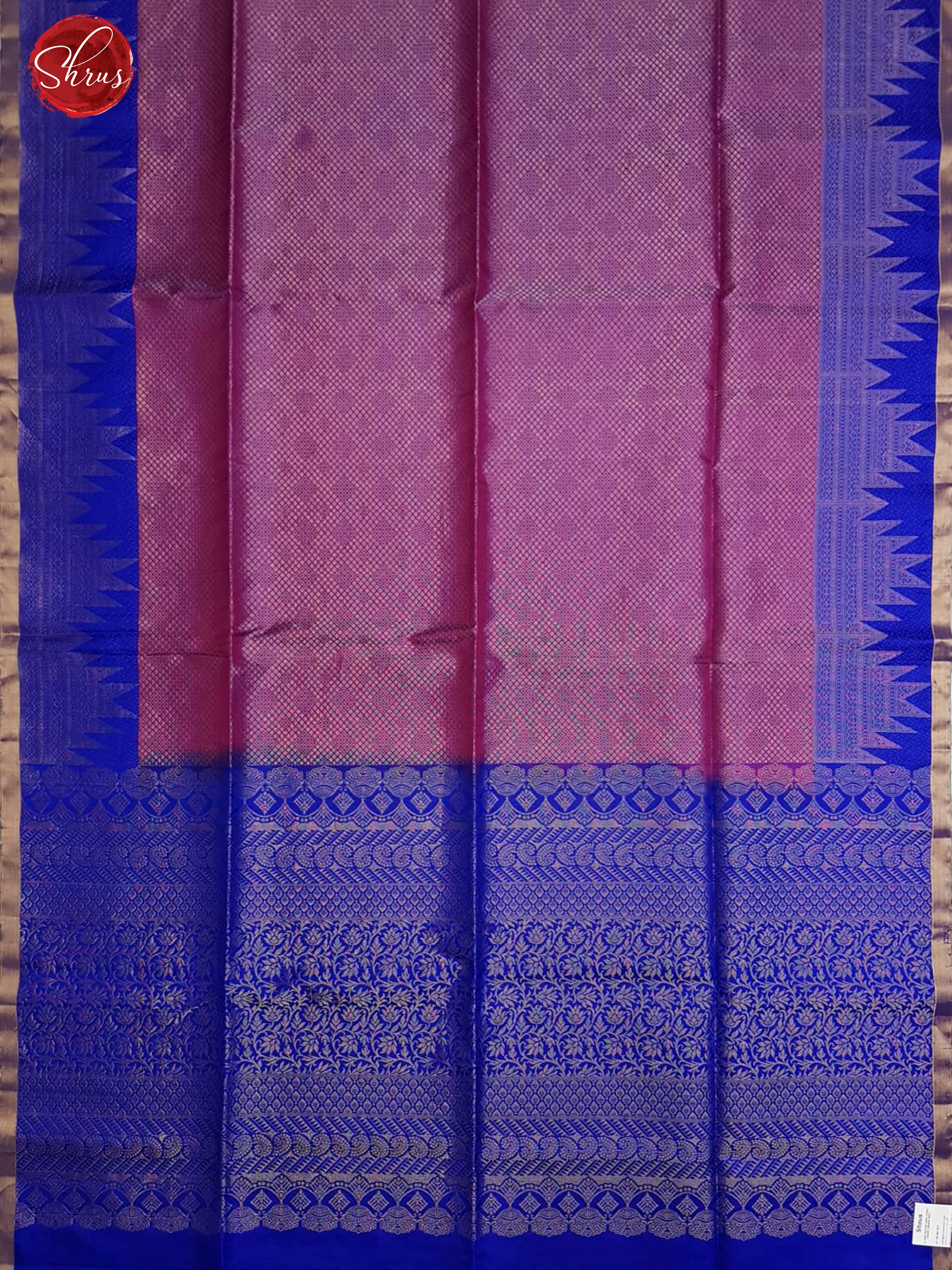 Pink  & Blue- Soft Silk with zari woven  criss cross brocade on the body & Contrast Zari Border - Shop on ShrusEternity.com