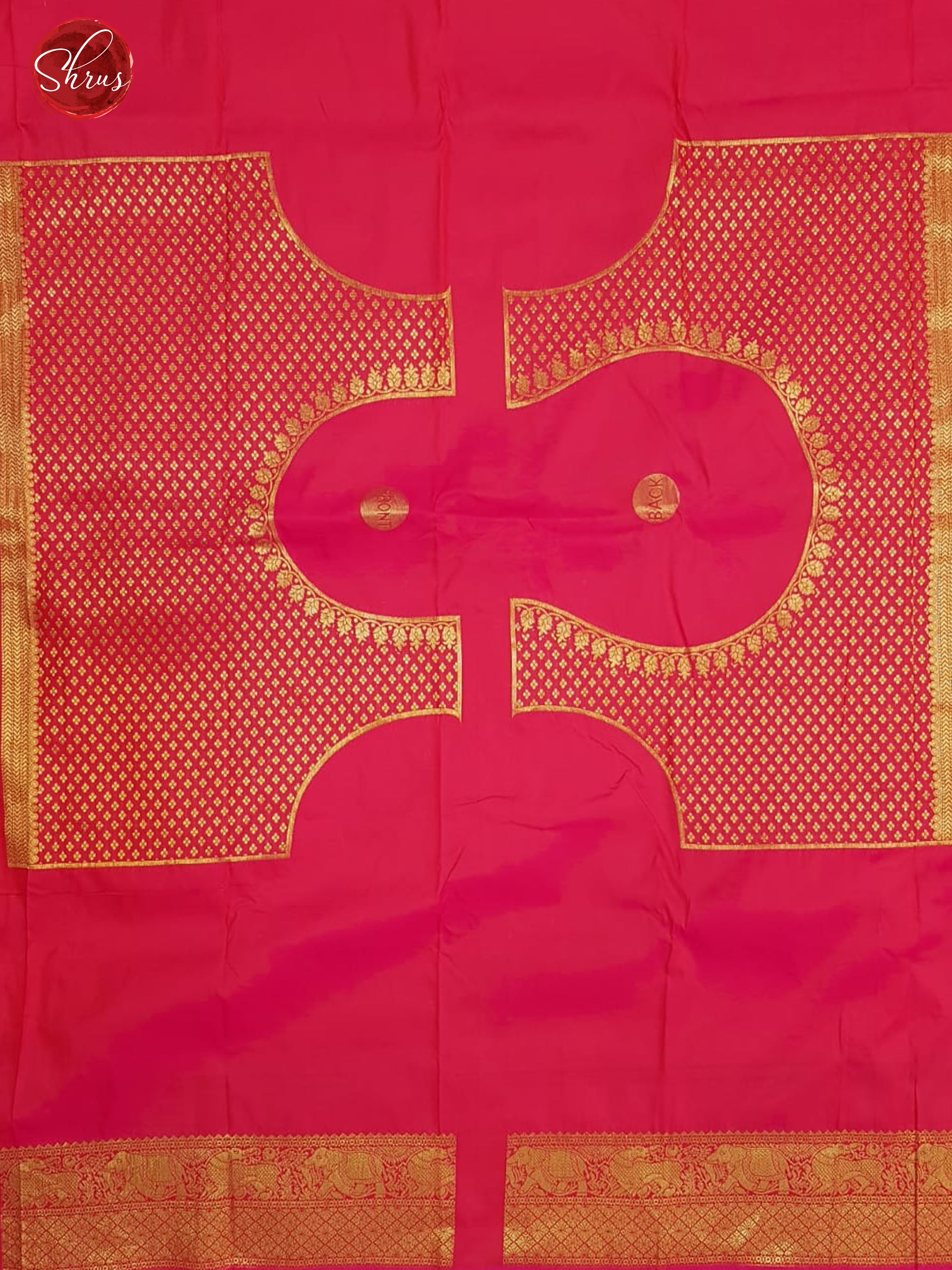 Pink(Single Tone)- Semi Kanchipuram with Zari woven  peacock , elephant , floral buttas   on the body &   Zari Border - Shop on ShrusEternity.com