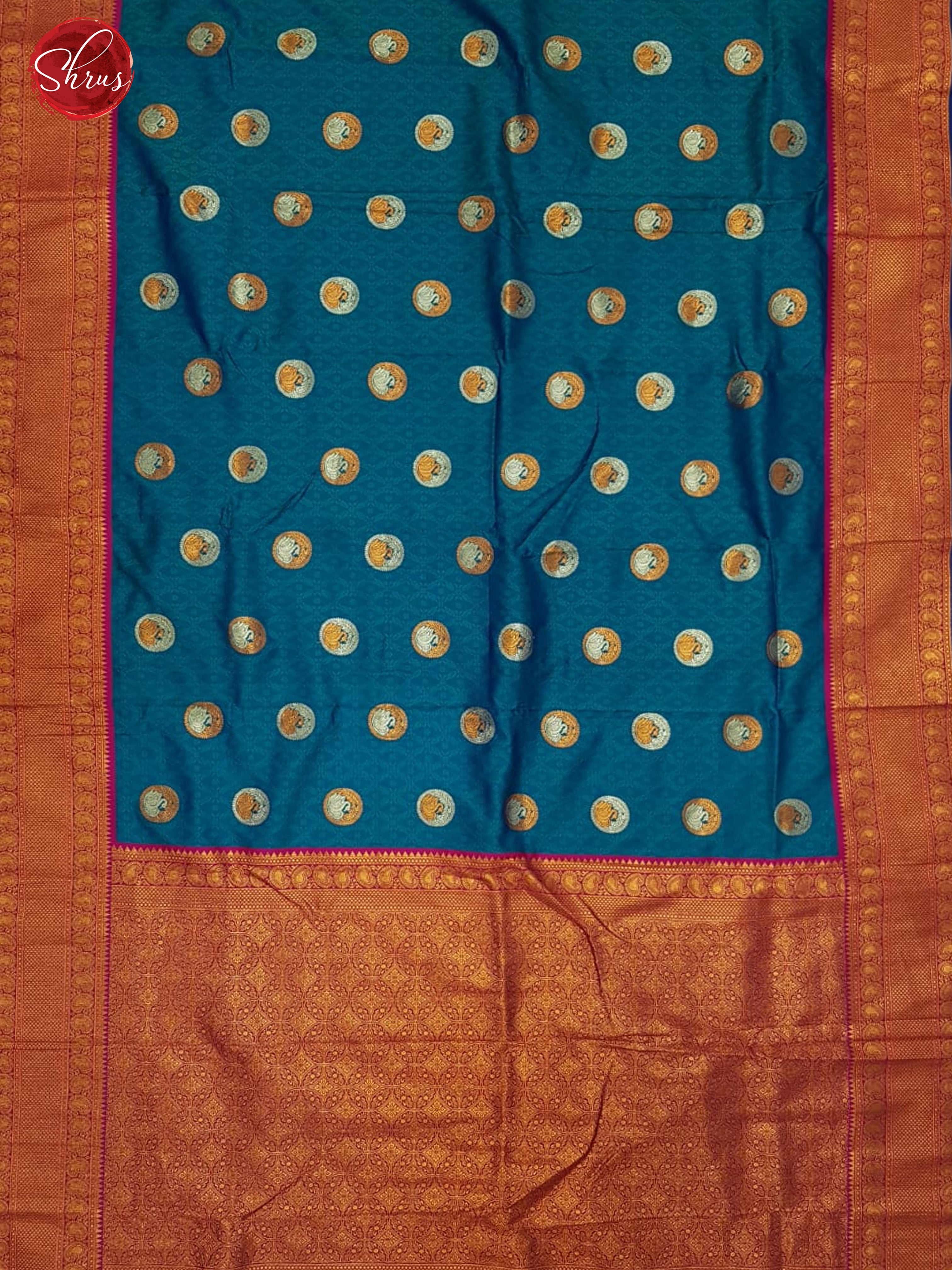Blue & Pink -Semi Kanchipuram with Zari woven  swan motifs , self jacquard   on the body &   Zari Border - Shop on ShrusEternity.com