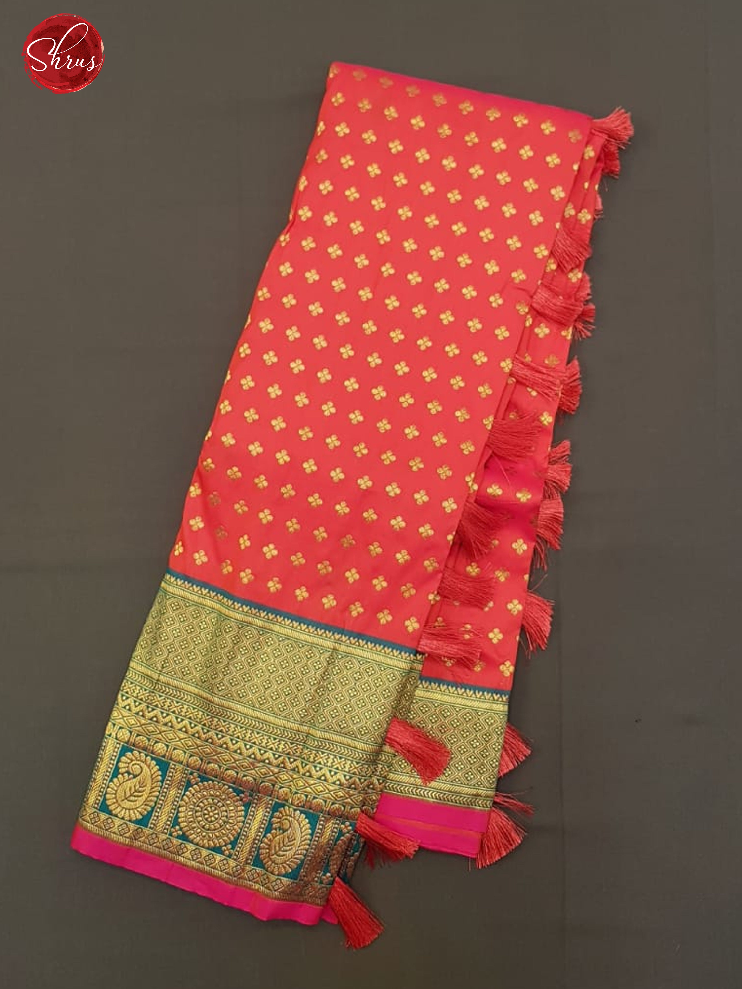 Pink & Purple-  Semi Kanchipuram with Zari woven  buttas  on the body &  Zari Border - Shop on ShrusEternity.com