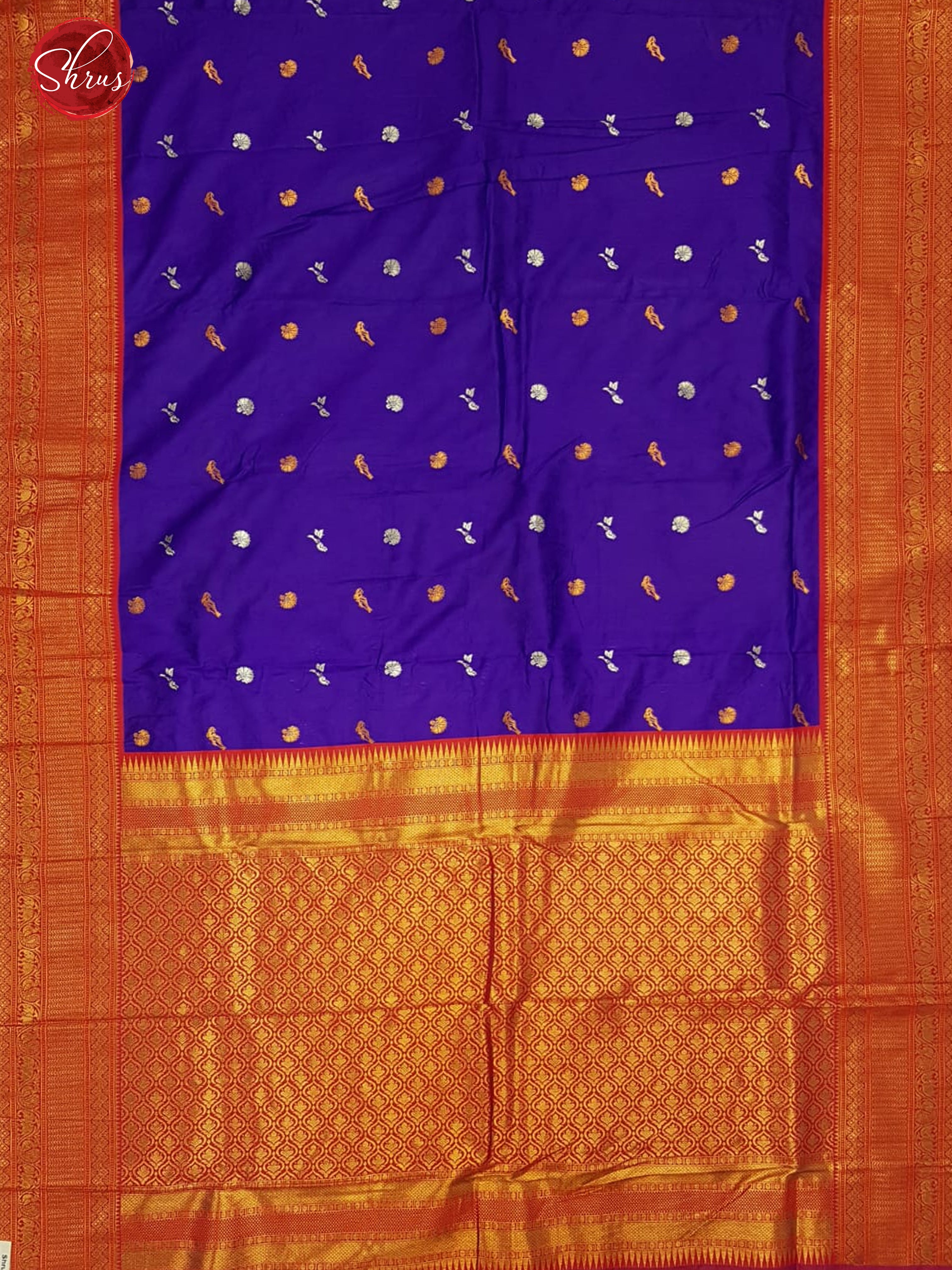 Purple & Majenta -Semi Kanchipuram with Zari woven  buttas  on the body &   Zari Border - Shop on ShrusEternity.com