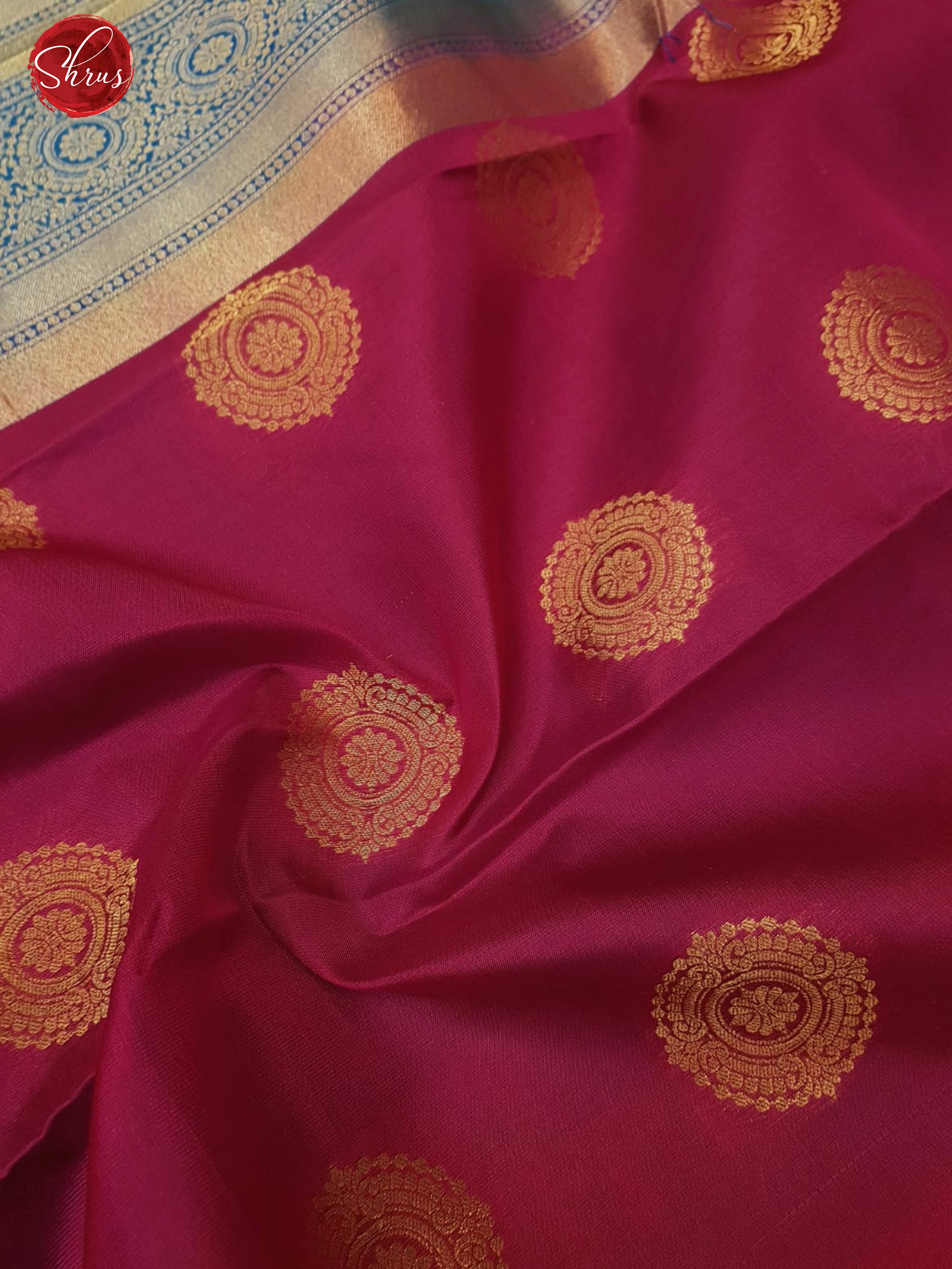 Pink & Blue - Soft Silk with zari woven floral motifs on the body &  Contrast Zari Border - Shop on ShrusEternity.com