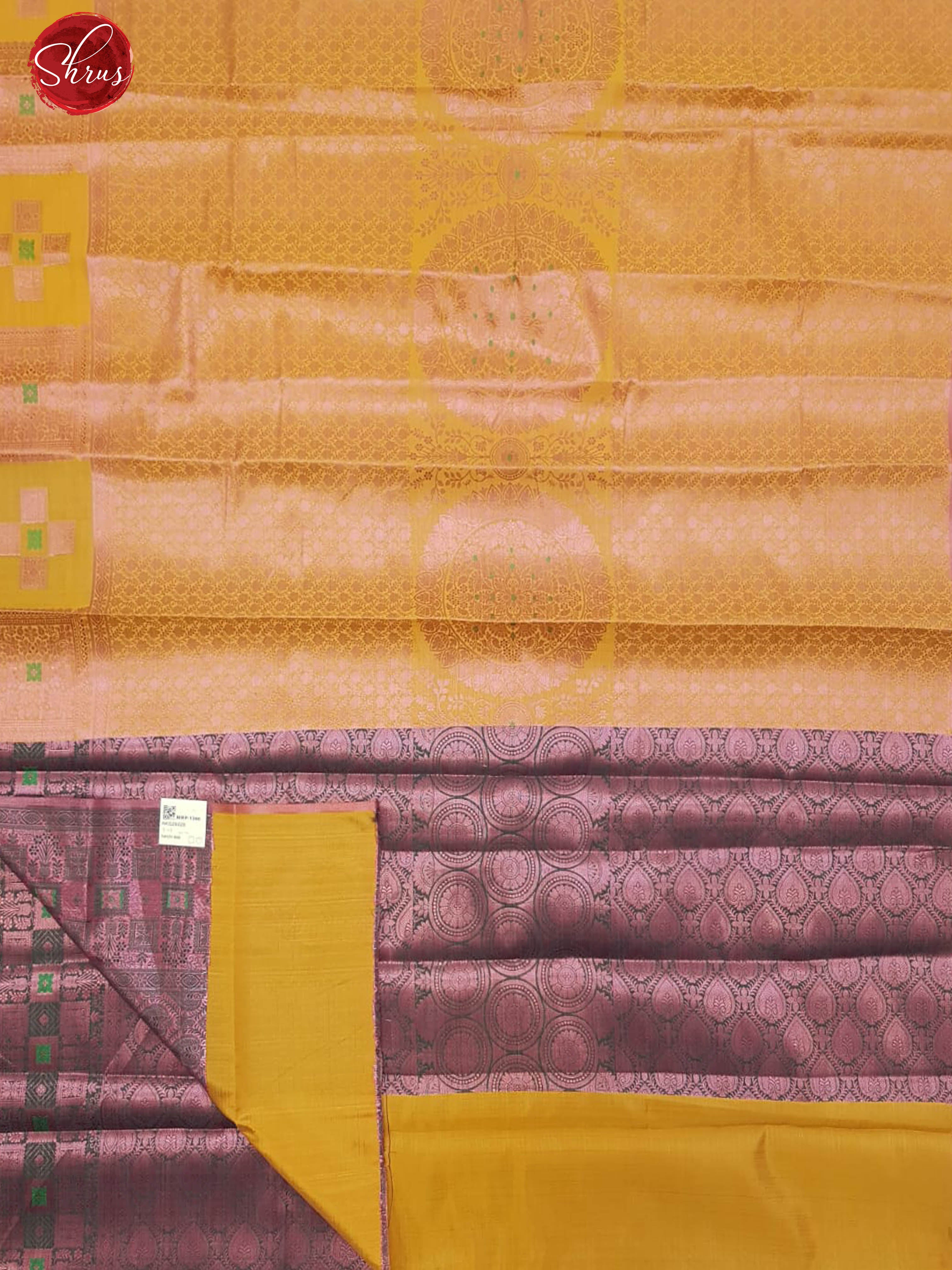 Mustard & Purple - Semi Kanchipuram Dola Silk with zari brocade on the body  &   Zari Border - Shop on ShrusEternity.com