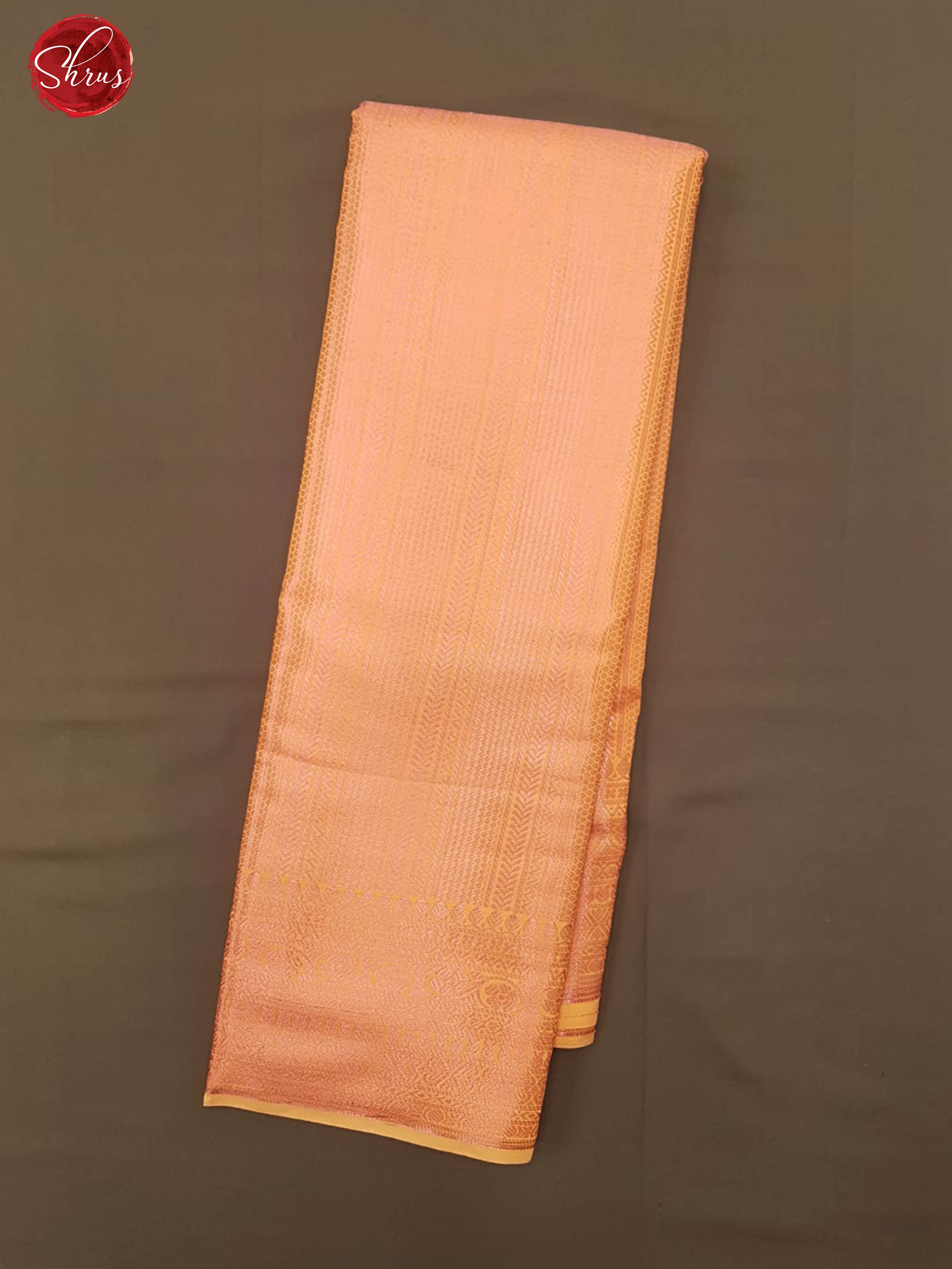 Light Orange(Single Tone)- Semi Kanchipuram Dola Silk with zari brocade on the body  &  Zari Border - Shop on ShrusEternity.com