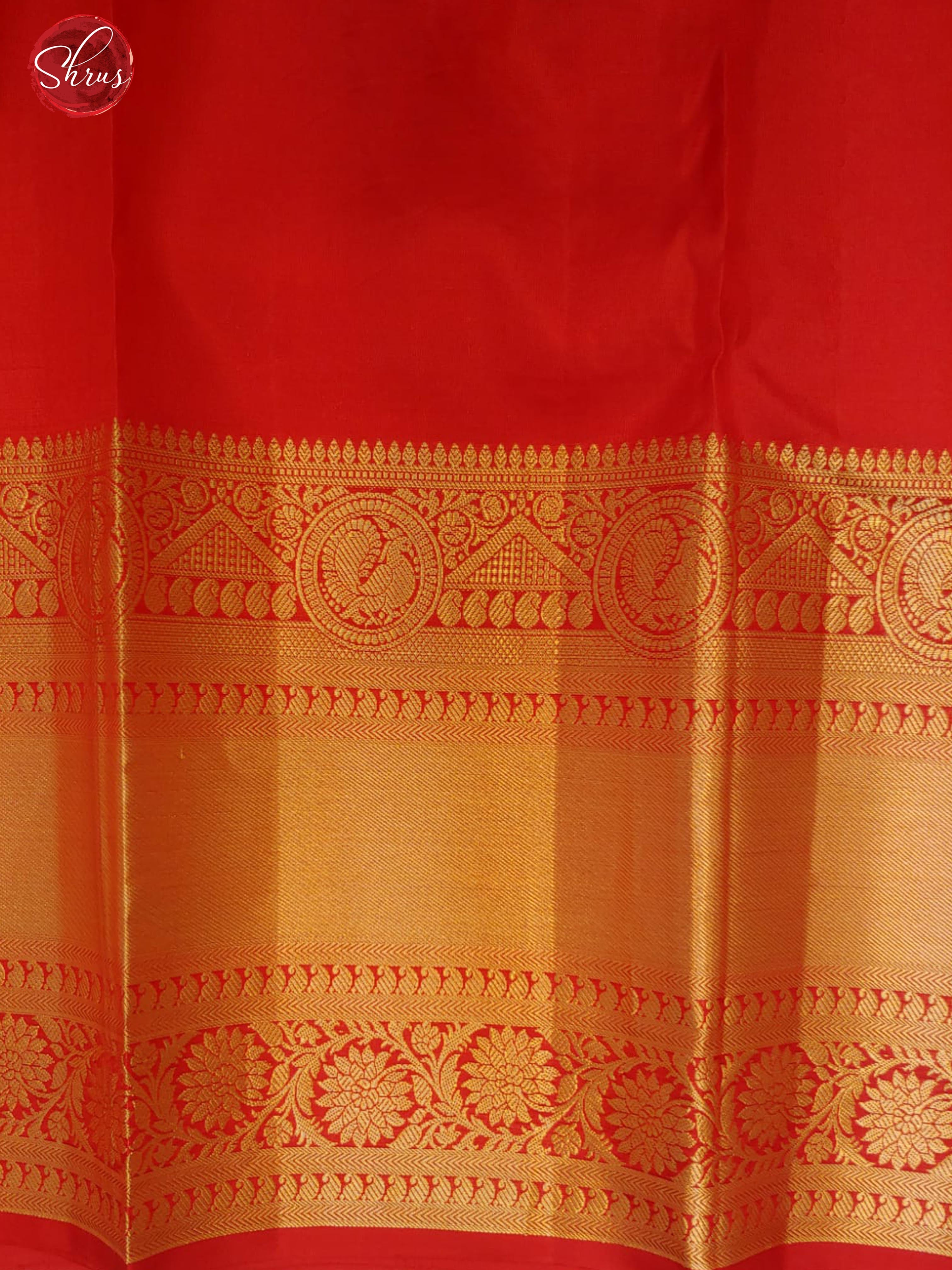 Red(Single Tone)- Kanchipuram Silk with zari woven floral buttas on the body & Zari Border - Shop on ShrusEternity.com