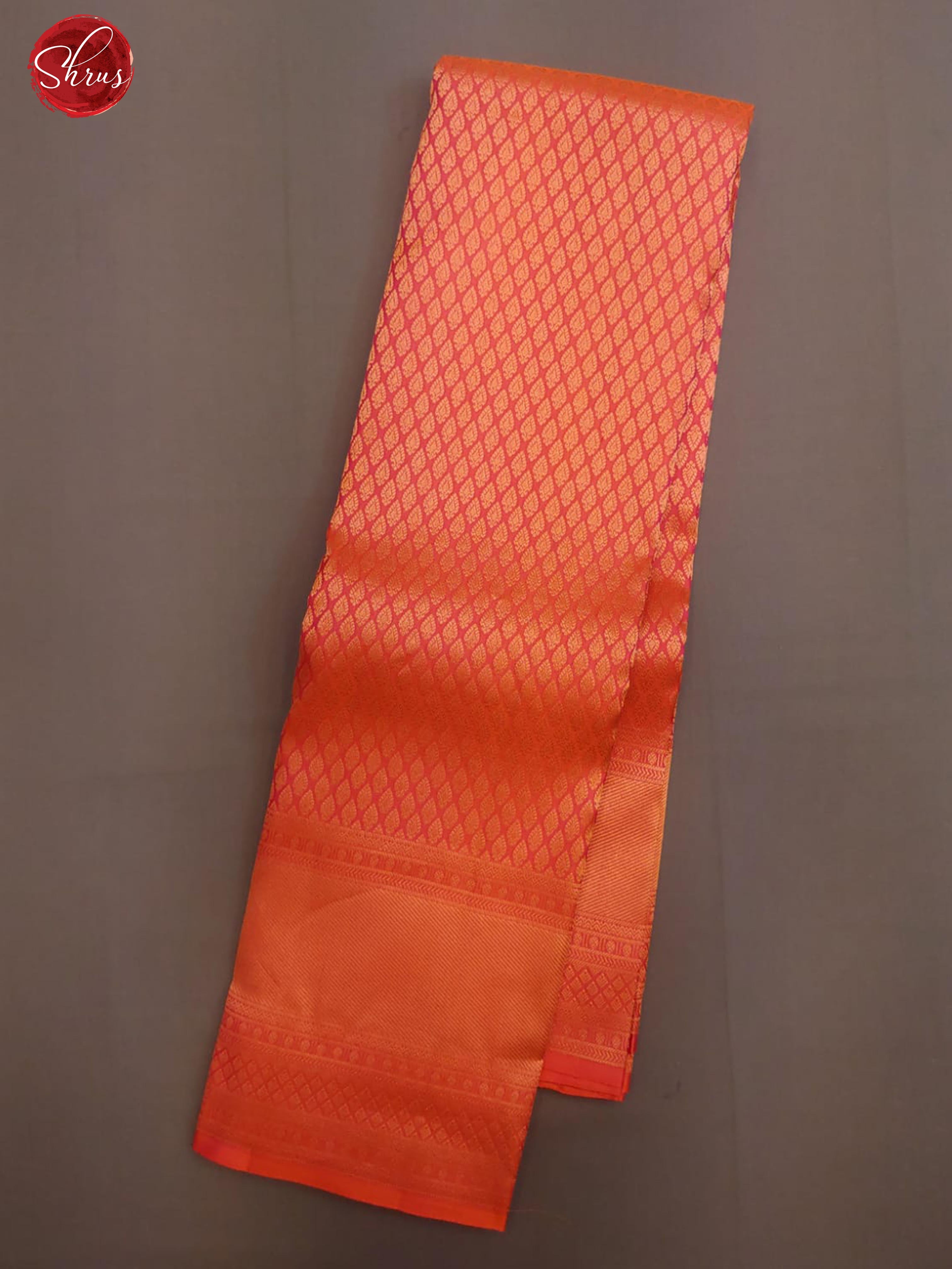 Orange(Single Tone)- Kanchipuram Silk with zari buttas brocade on the body & Zari Border - Shop on ShrusEternity.com