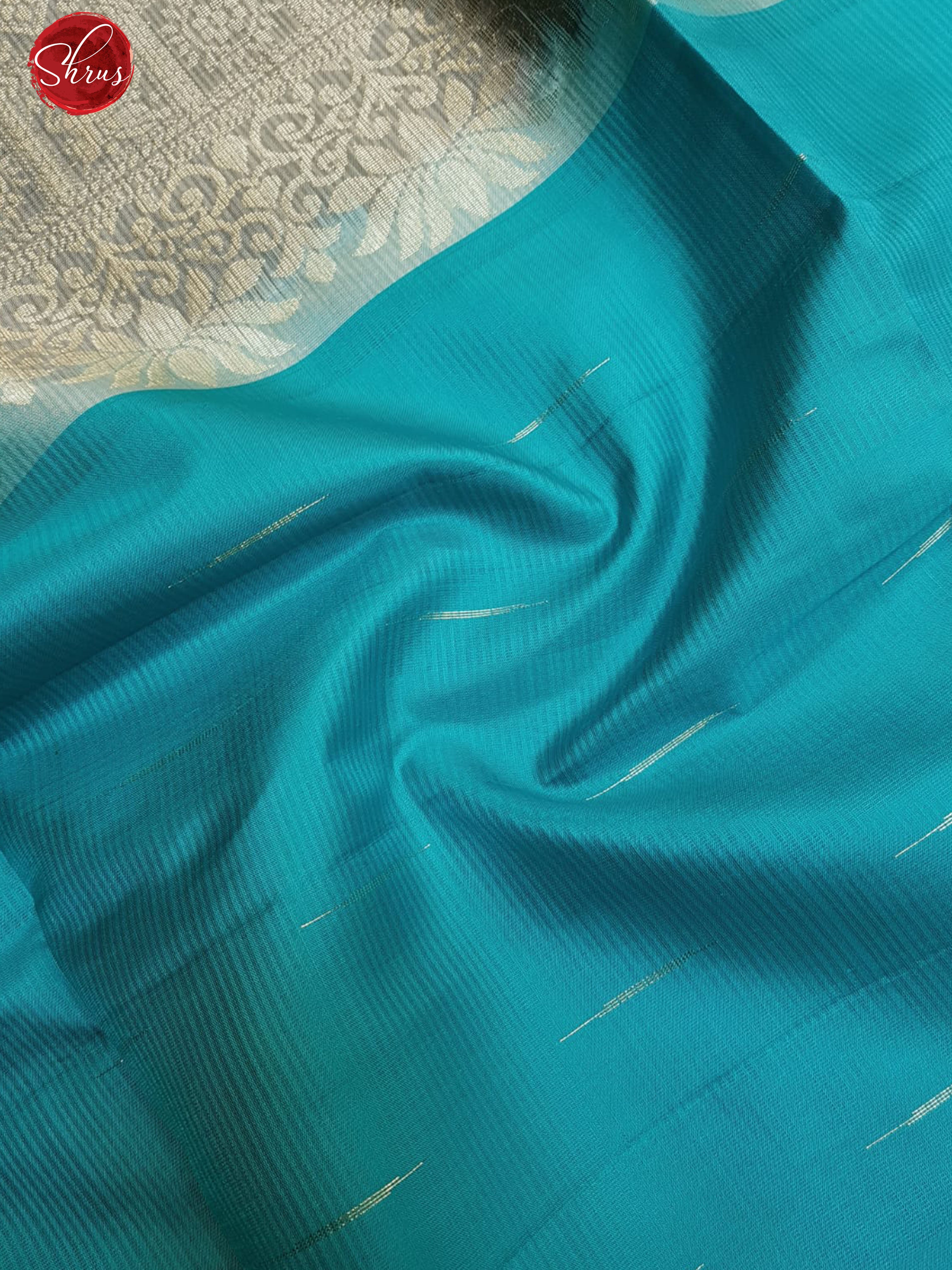 Blue & Grey - Soft Silk with zari woven stripes buttas on the body & Contrast Border - Shop on ShrusEternity.com