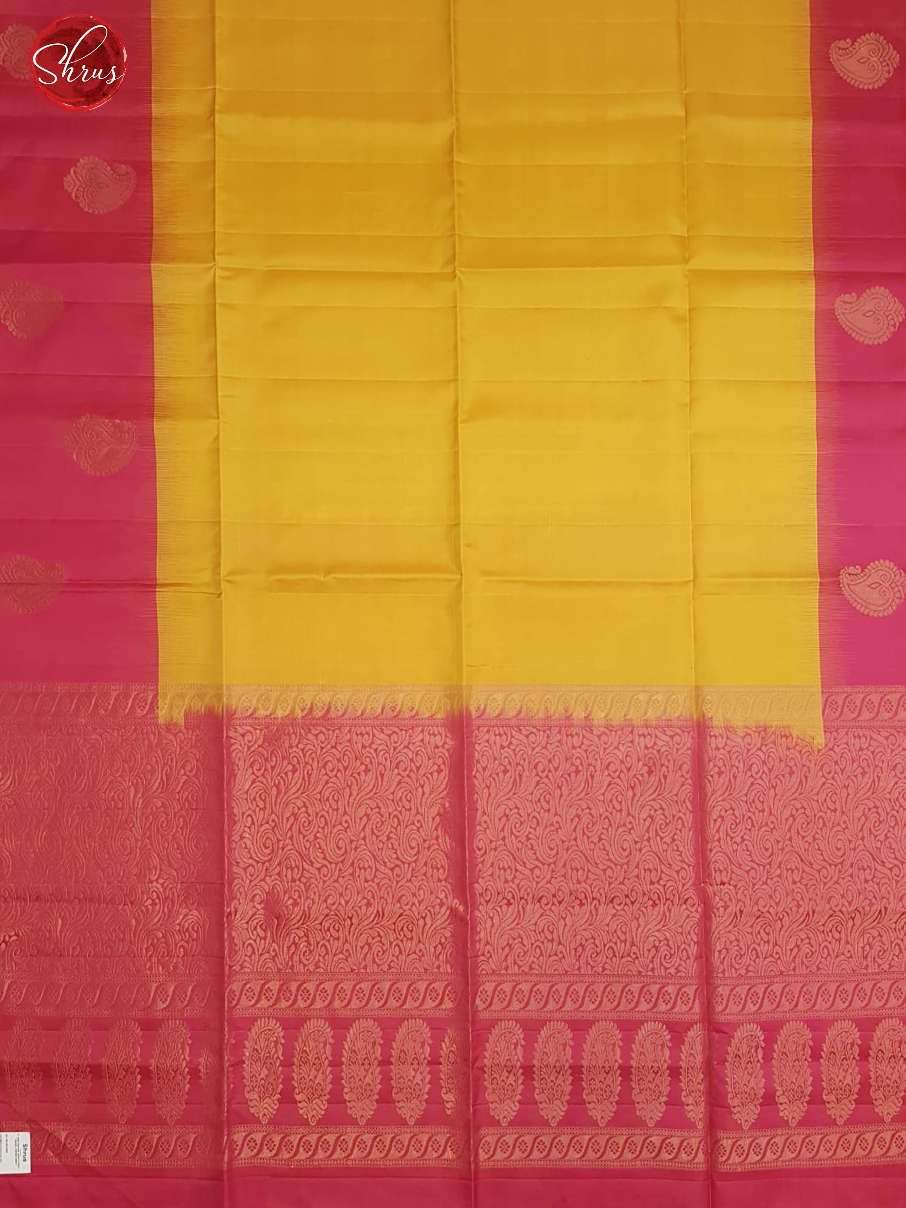 Mustard & Pink - Soft Silk with plain Body & Contrast Border - Shop on ShrusEternity.com