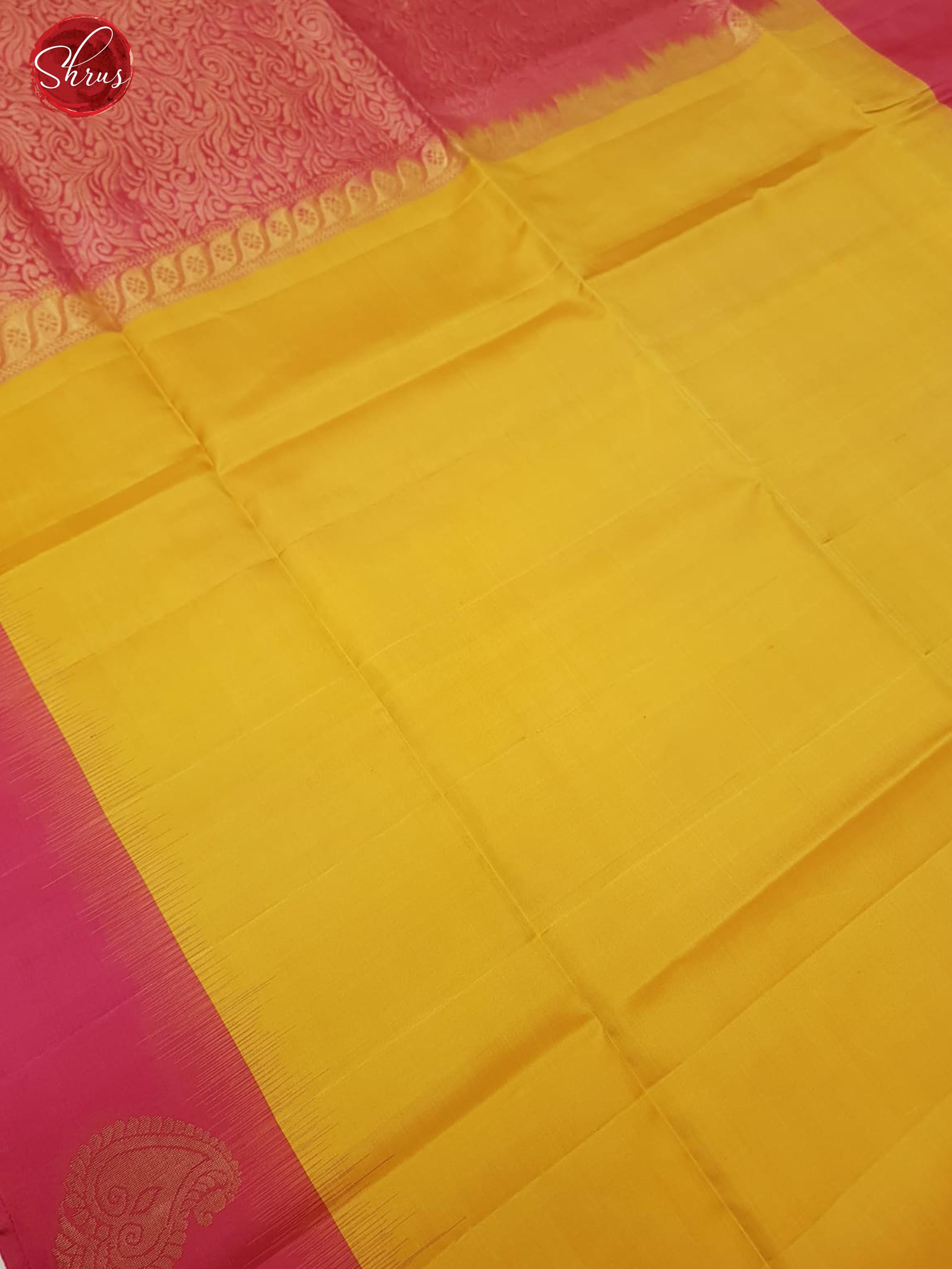 Mustard & Pink - Soft Silk with plain Body & Contrast Border - Shop on ShrusEternity.com