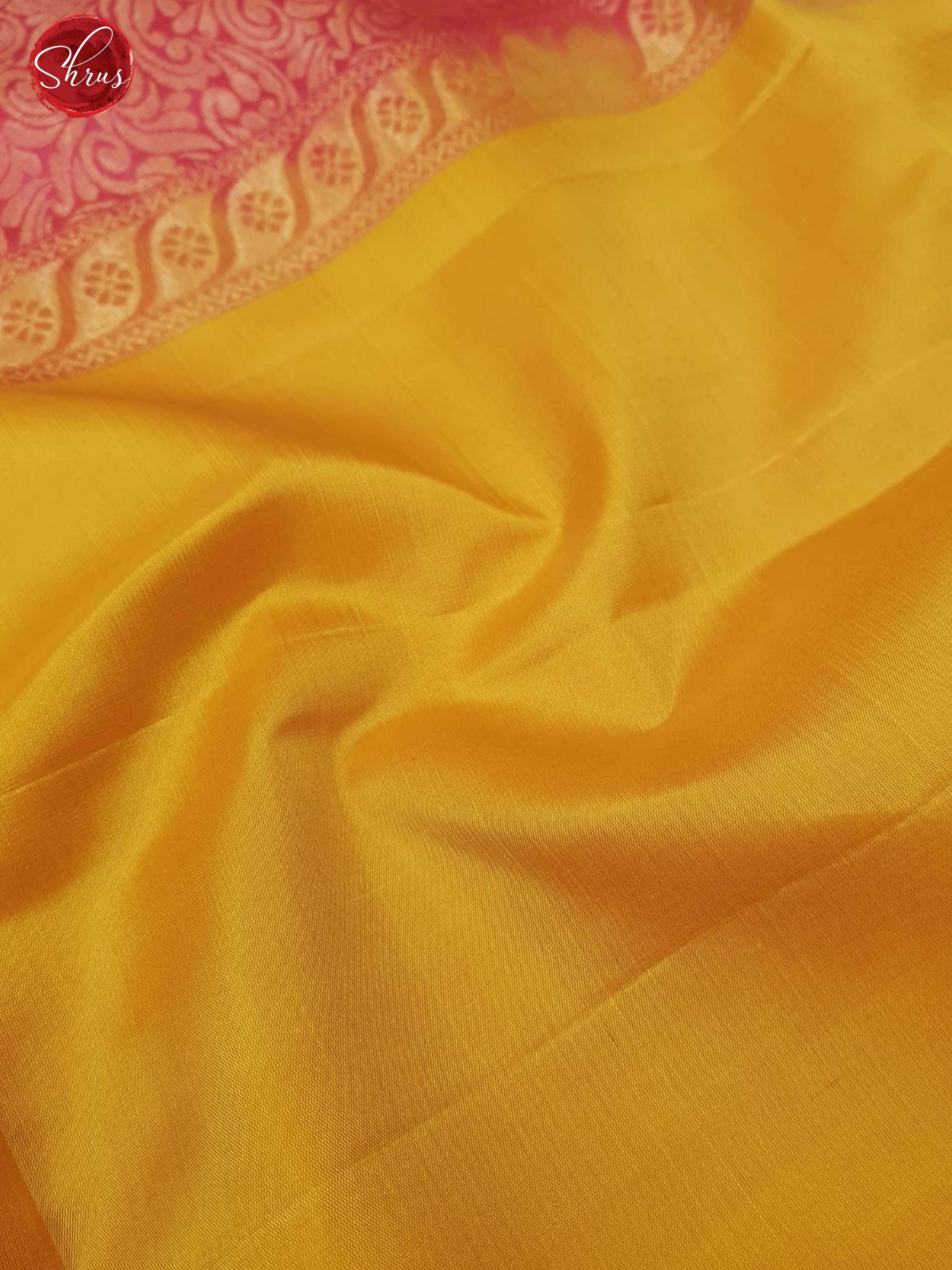 Mustard & Pink - Soft Silk with plain Body & Contrast Border - Shop on ShrusEternity.com