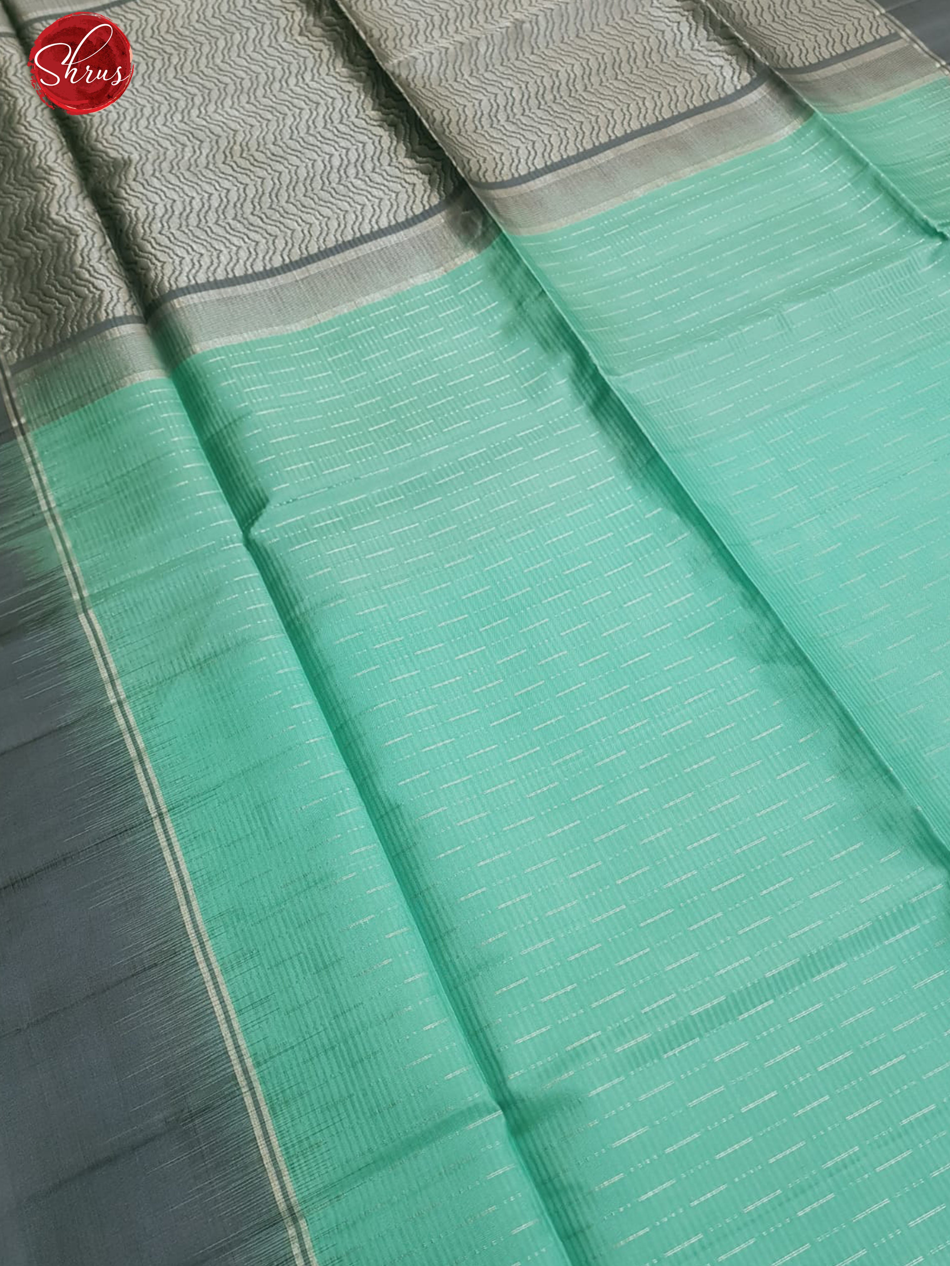 Green & Grey - Soft Silk with zari buttas on the body & Contrast Border - Shop on ShrusEternity.com