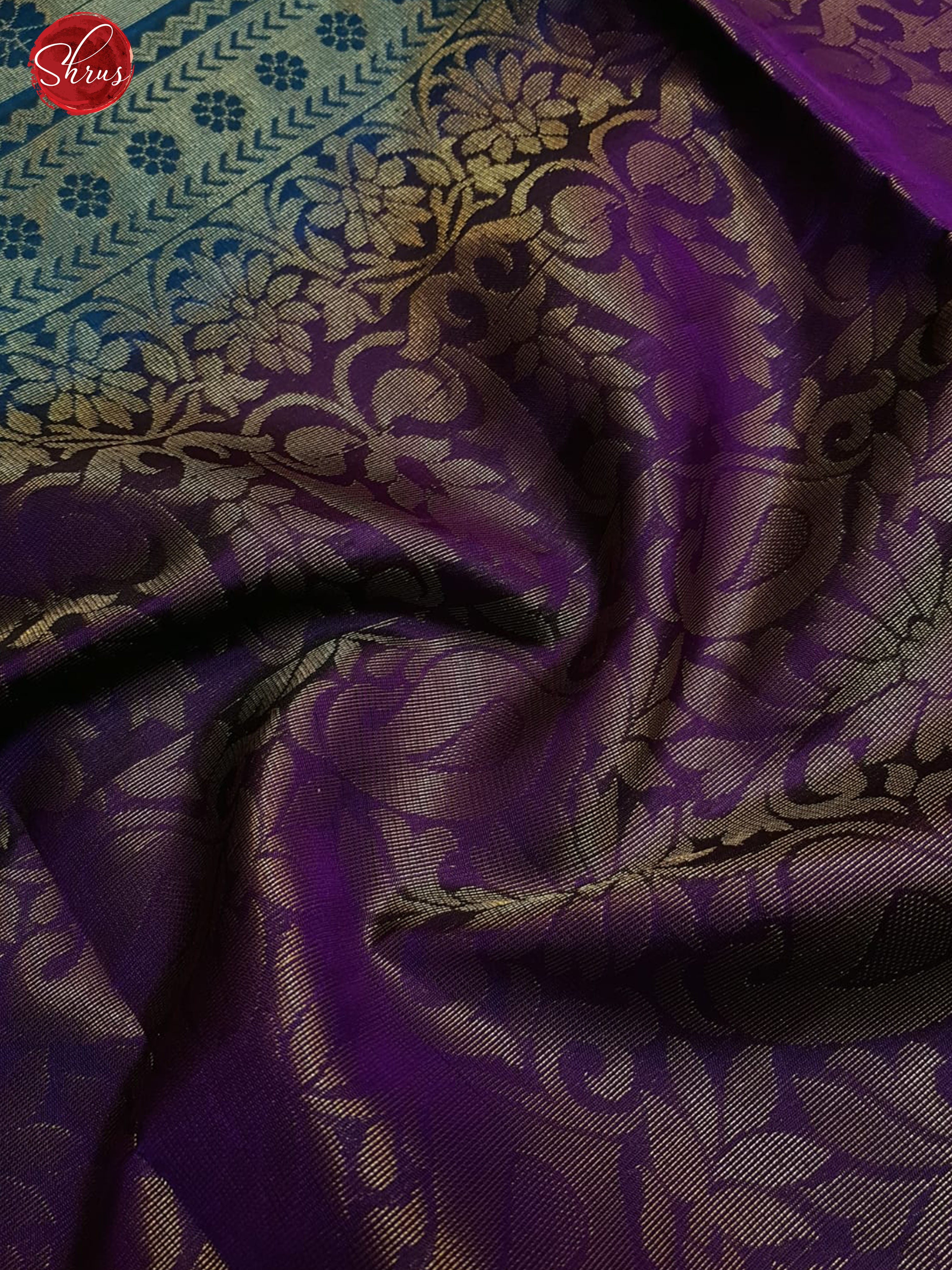 Purple & Blue- Soft Silk with zari woven floral brocade on the body & Contrast Zari Border - Shop on ShrusEternity.com