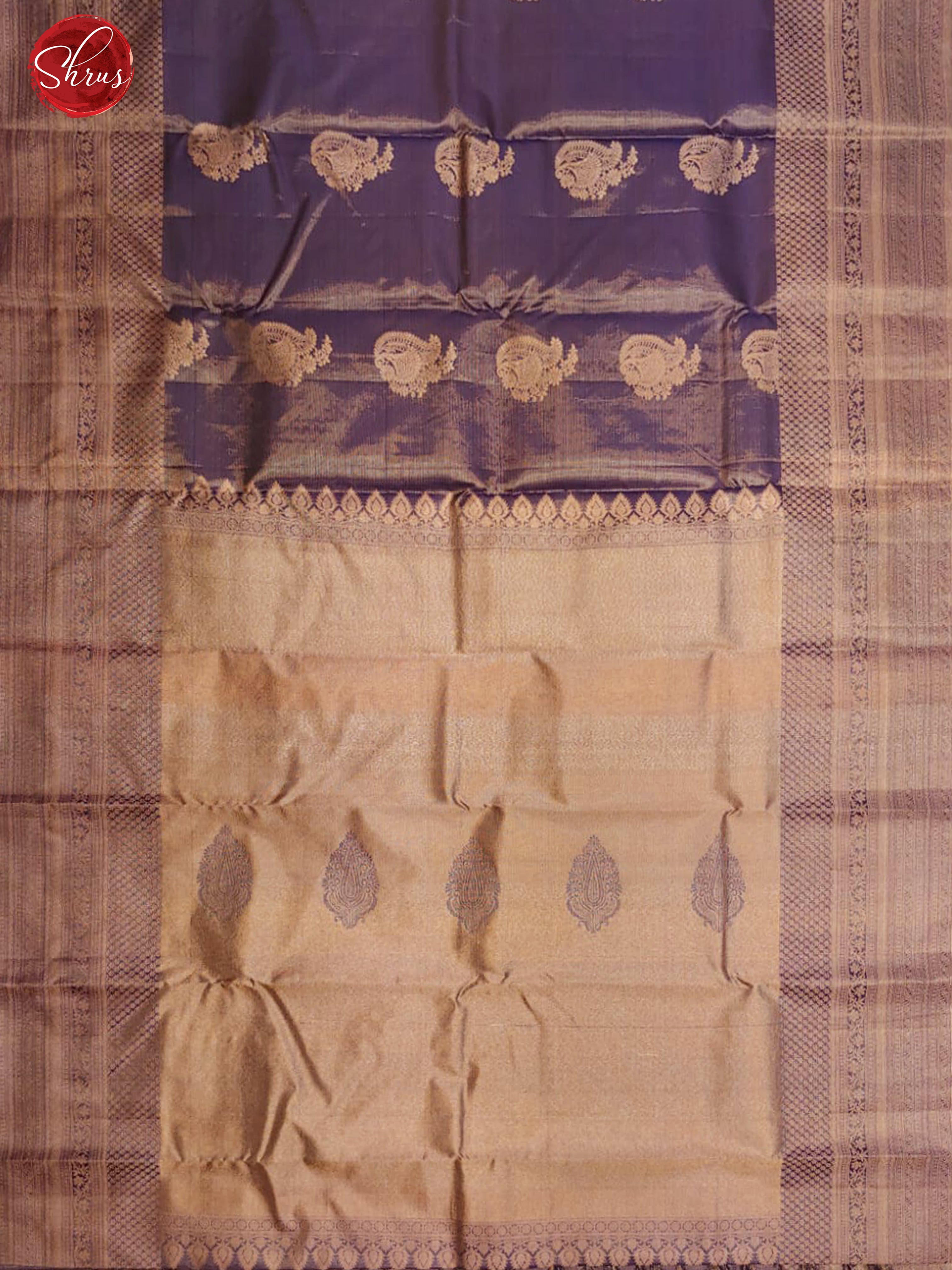 Blue(single Tone)- Kanchipuram Sil with zari woven floral motifs on the body & zari border - Shop on ShrusEternity.com
