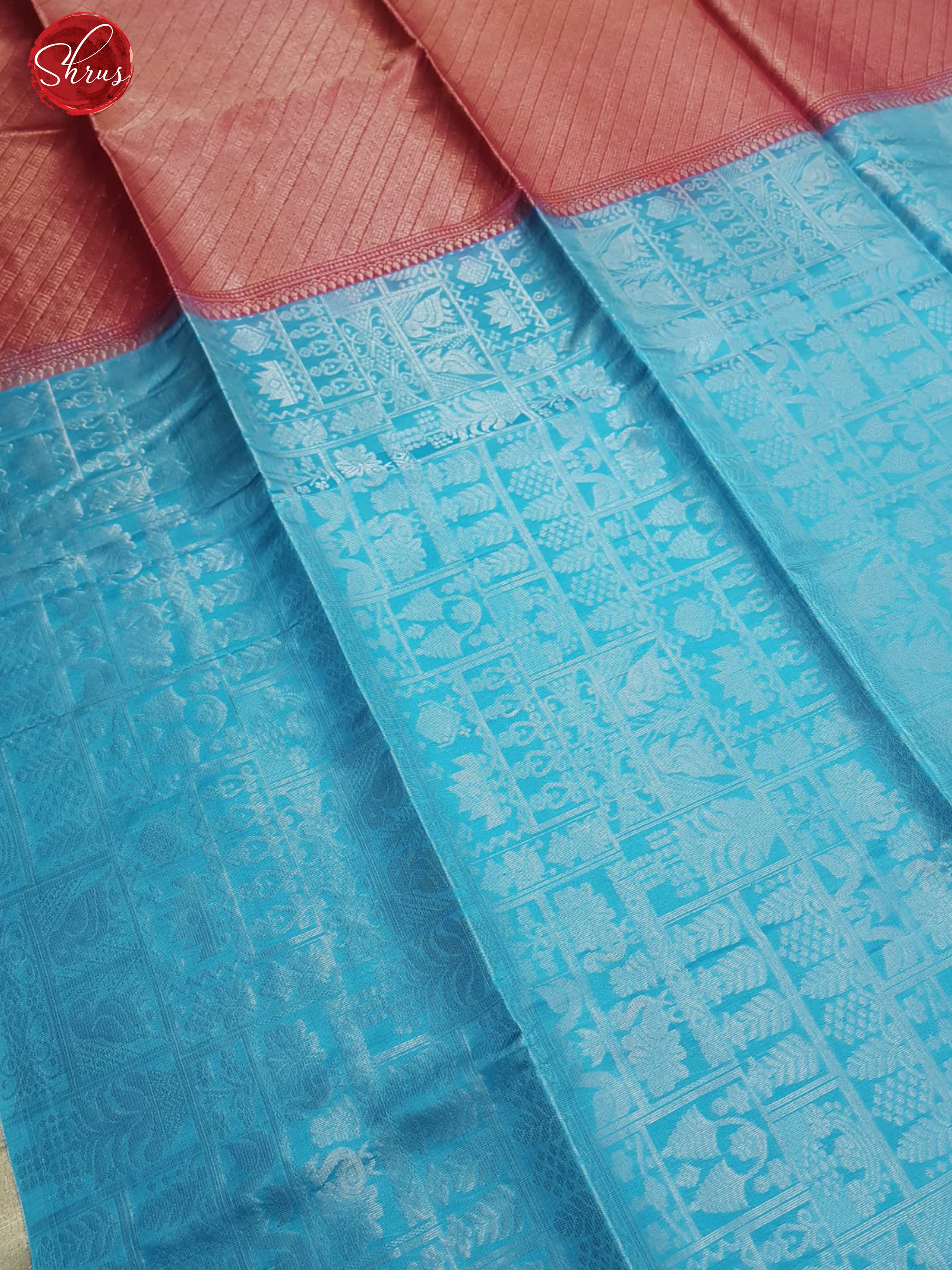Blue & Pink-Borderless Soft Silk with zari woven floral , birds buttas brocade on  the body - Shop on ShrusEternity.com