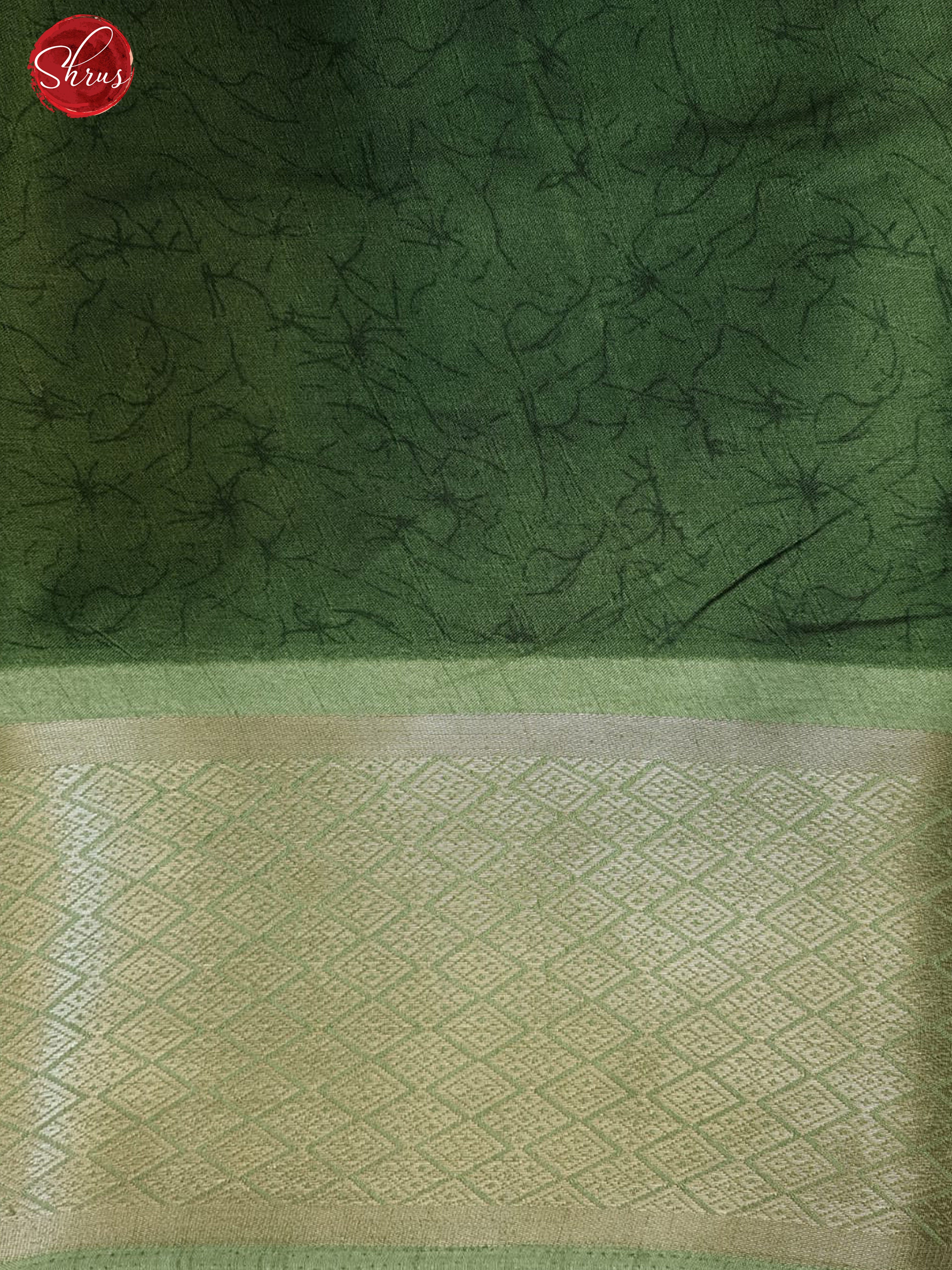 Green(Single Tone)-  Semi Crepe with floral  print on the Body & Zari Border - Shop on ShrusEternity.com