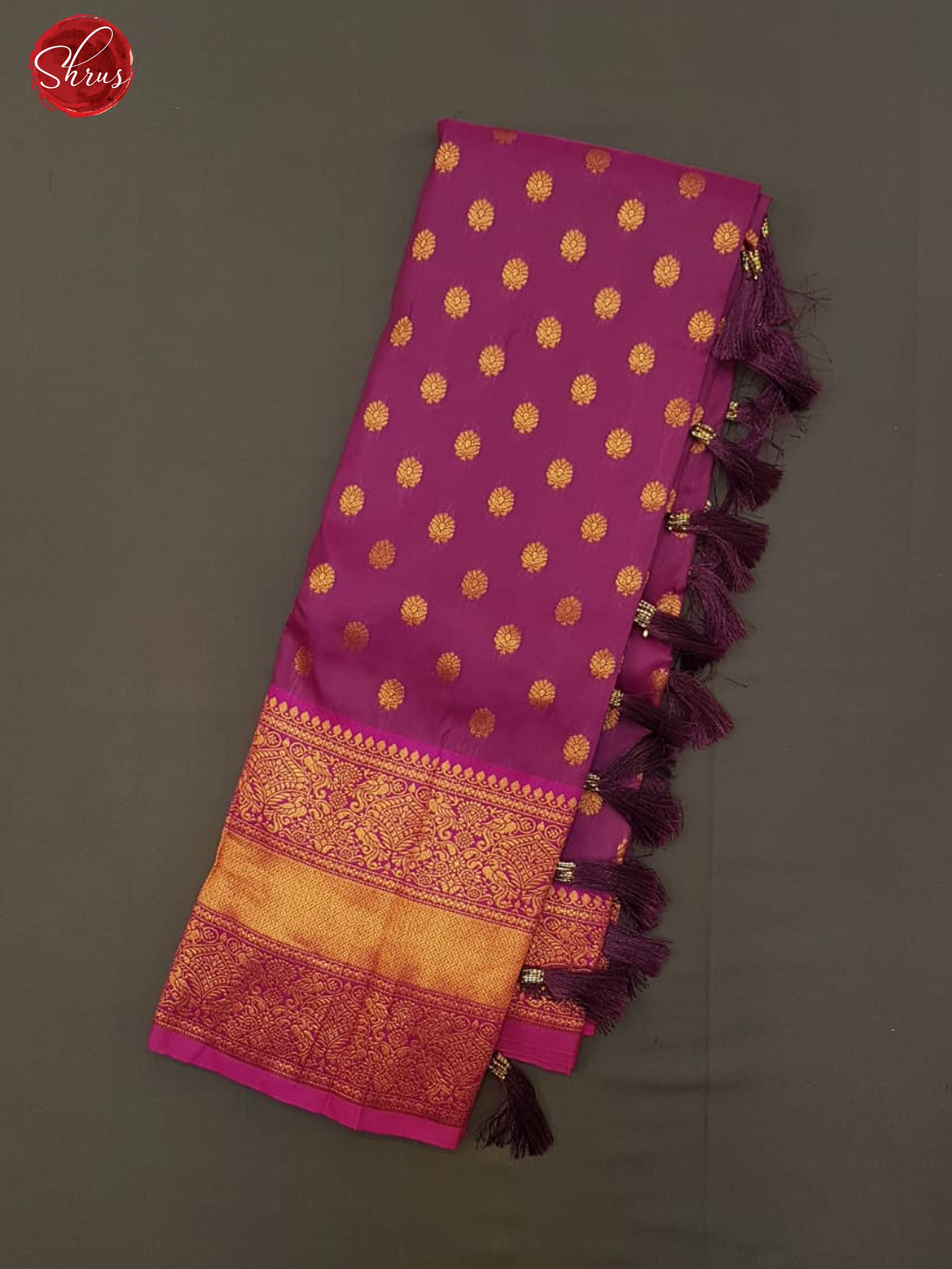 Majenta & Pink - Semi Kanchipuram with Zari woven  floral buttas  on the body &   Zari Border - Shop on ShrusEternity.com