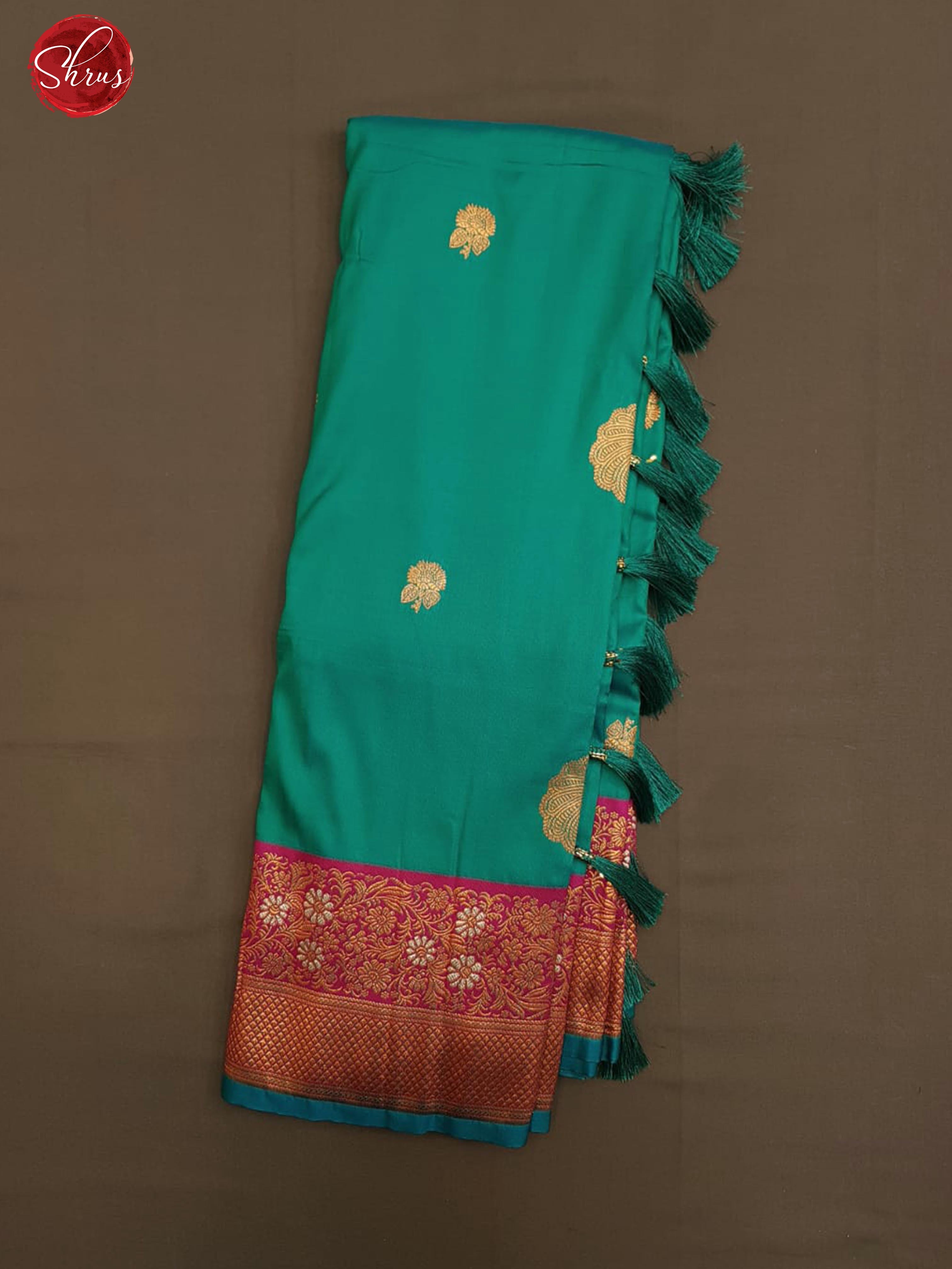 Green & Pink -Semi Kanchipuram with Zari woven  peacock motifs  on the body & Contrast Zari Border - Shop on ShrusEternity.com