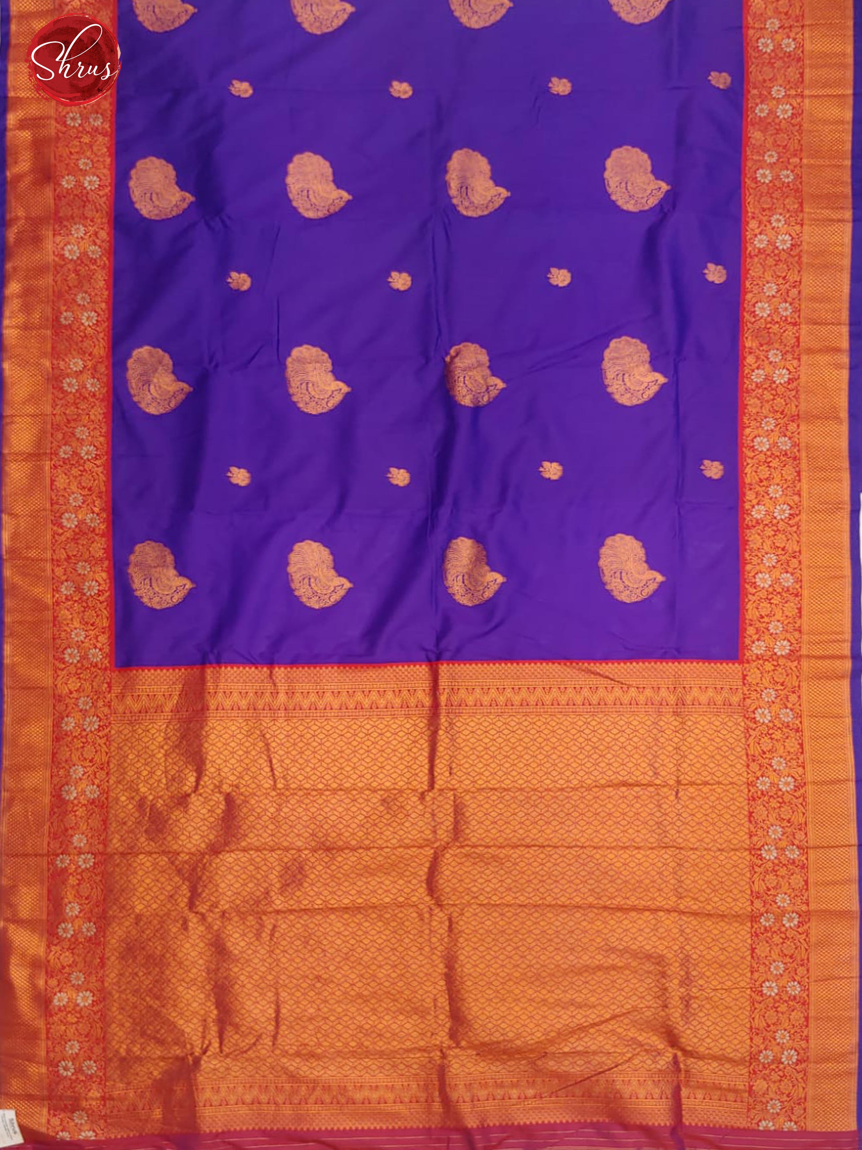 Violet & Purple -Semi Kanchipuram with Zari woven peacock  motifs  on the body &  Zari Border - Shop on ShrusEternity.com