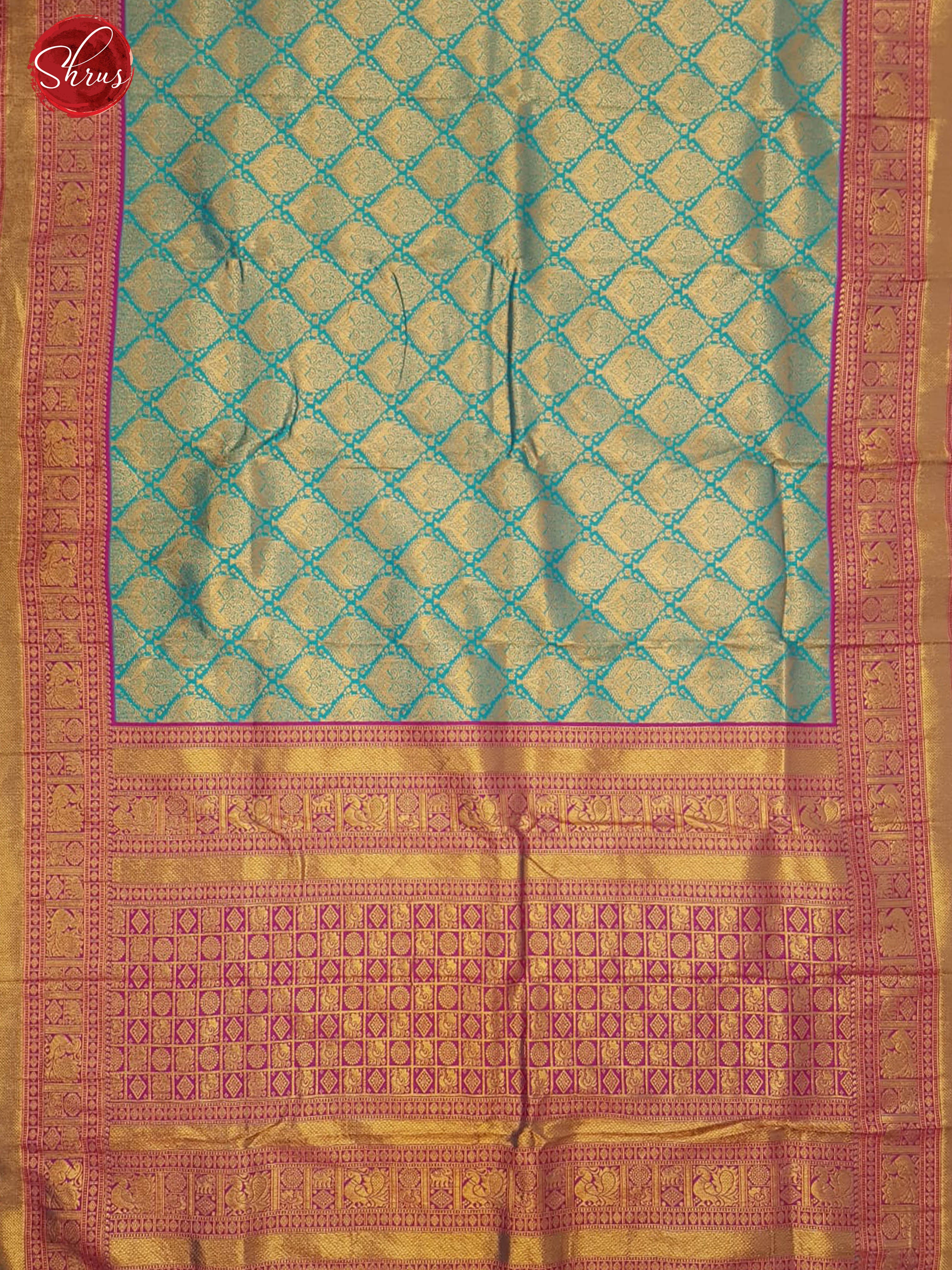 Blue & Purple -Semi Kanchipuram with Zari woven floral motifs  on the body & Contrast Zari Border - Shop on ShrusEternity.com