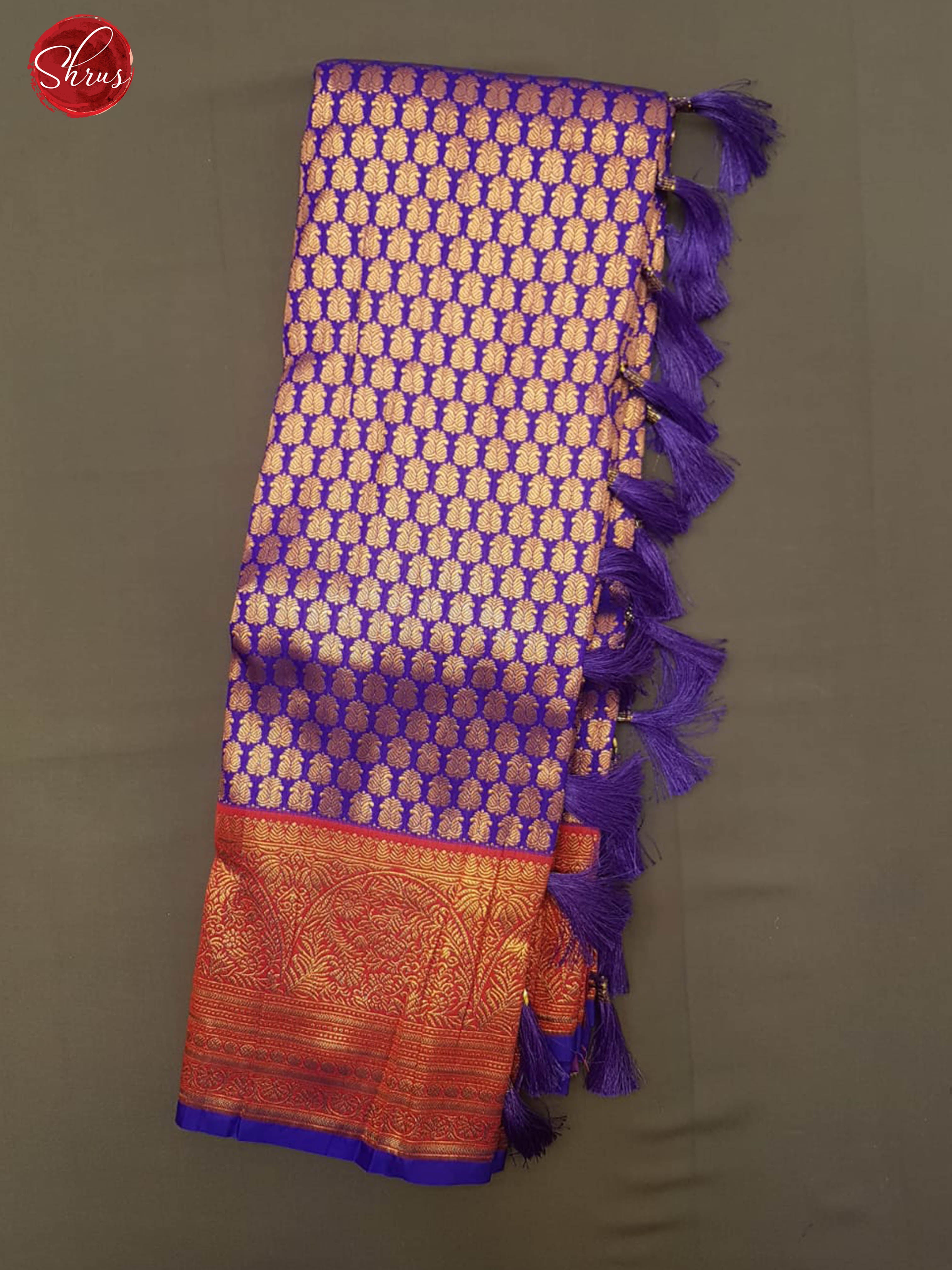 Pink & Purple -Semi Kanchipuram with Zari woven  brocade  on the body & Contrast Zari Border - Shop on ShrusEternity.com