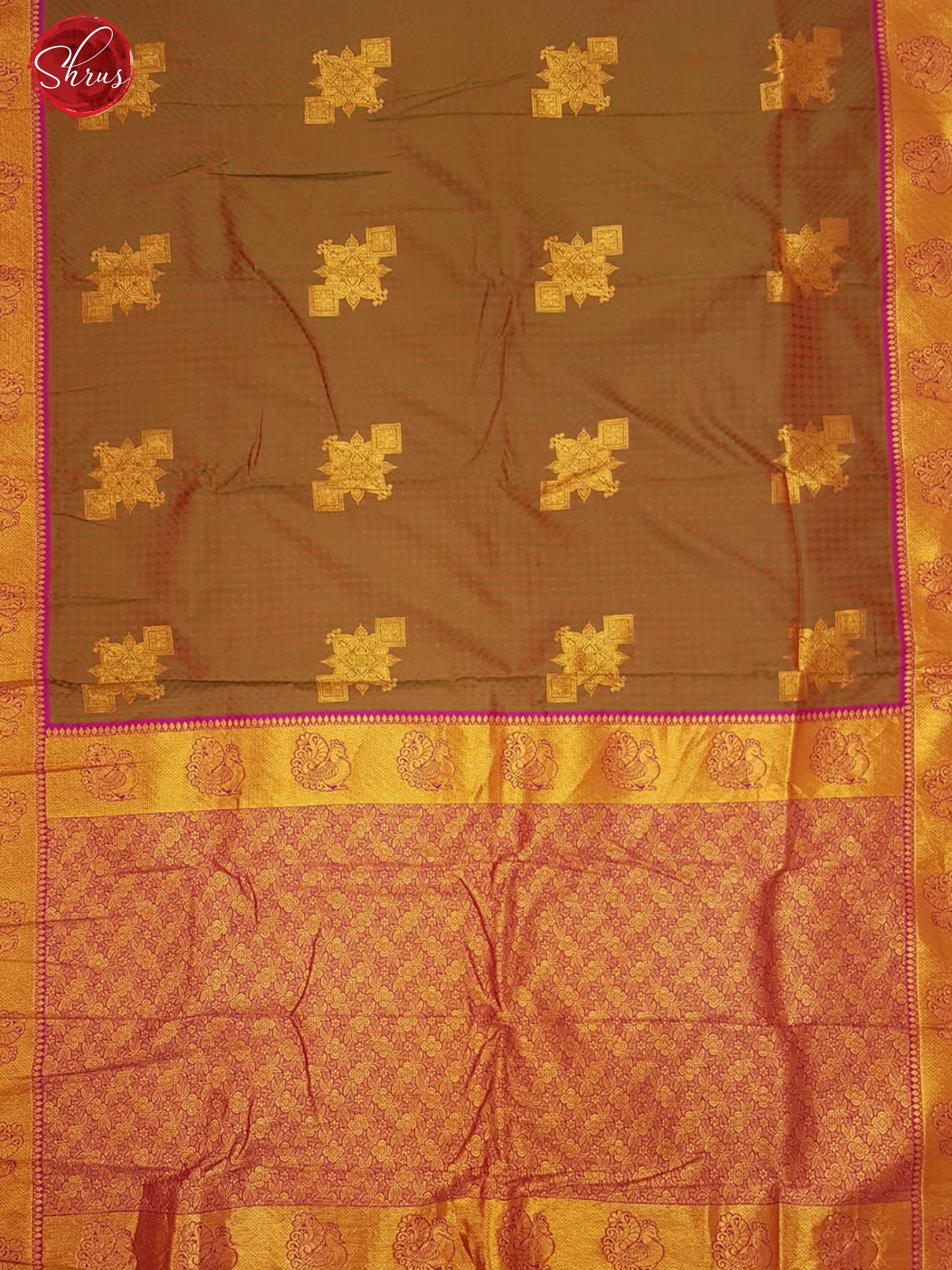 Brown & Pink - Semi Kanchipuram with Zari woven floral motifs  on the body & Contrast Zari Border - Shop on ShrusEternity.com