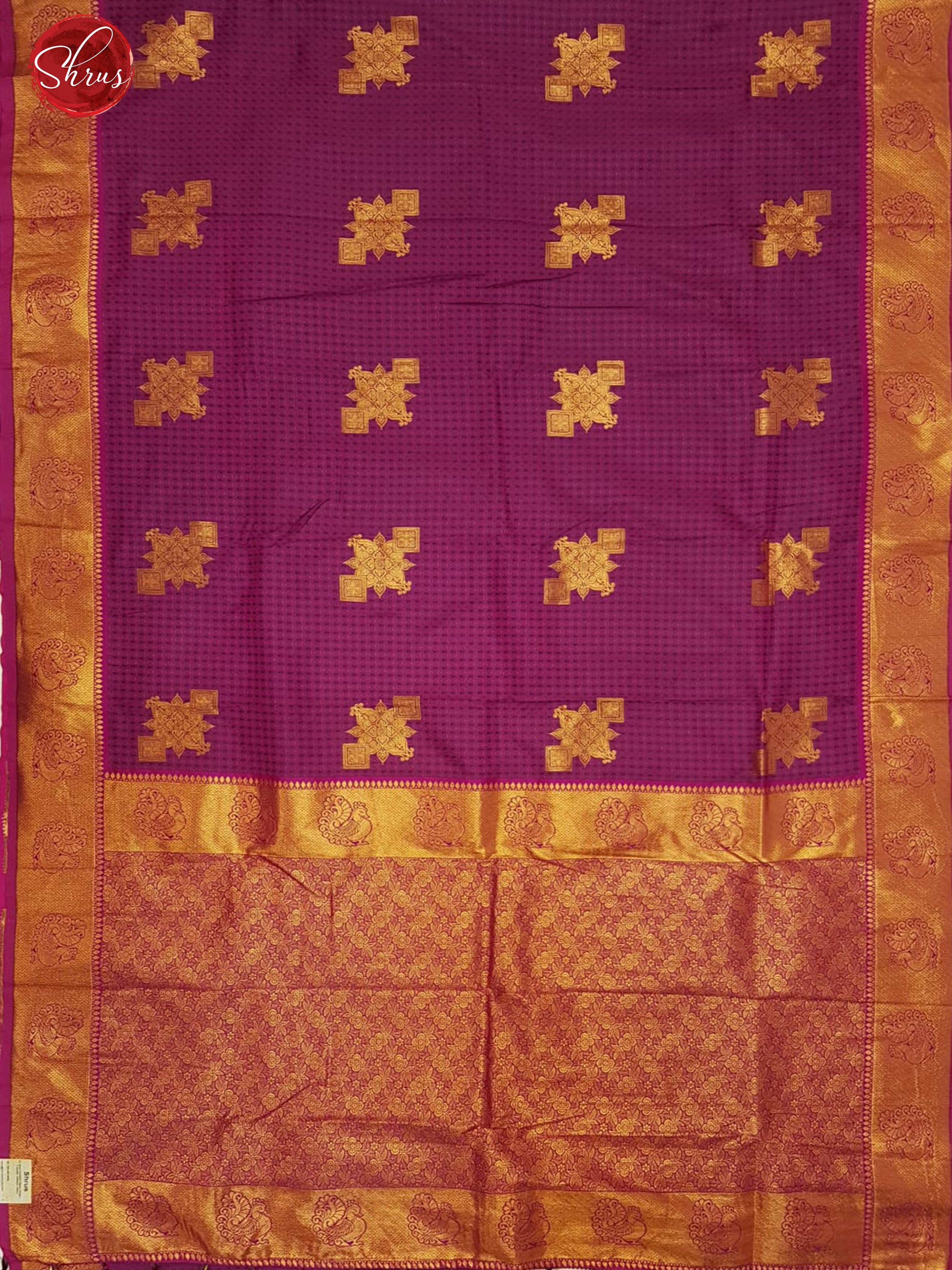 Purple & Pink -   Semi Kanchipuram with Zari woven floral motifs  , self jacquard on the body &   Zari Border - Shop on ShrusEternity.com