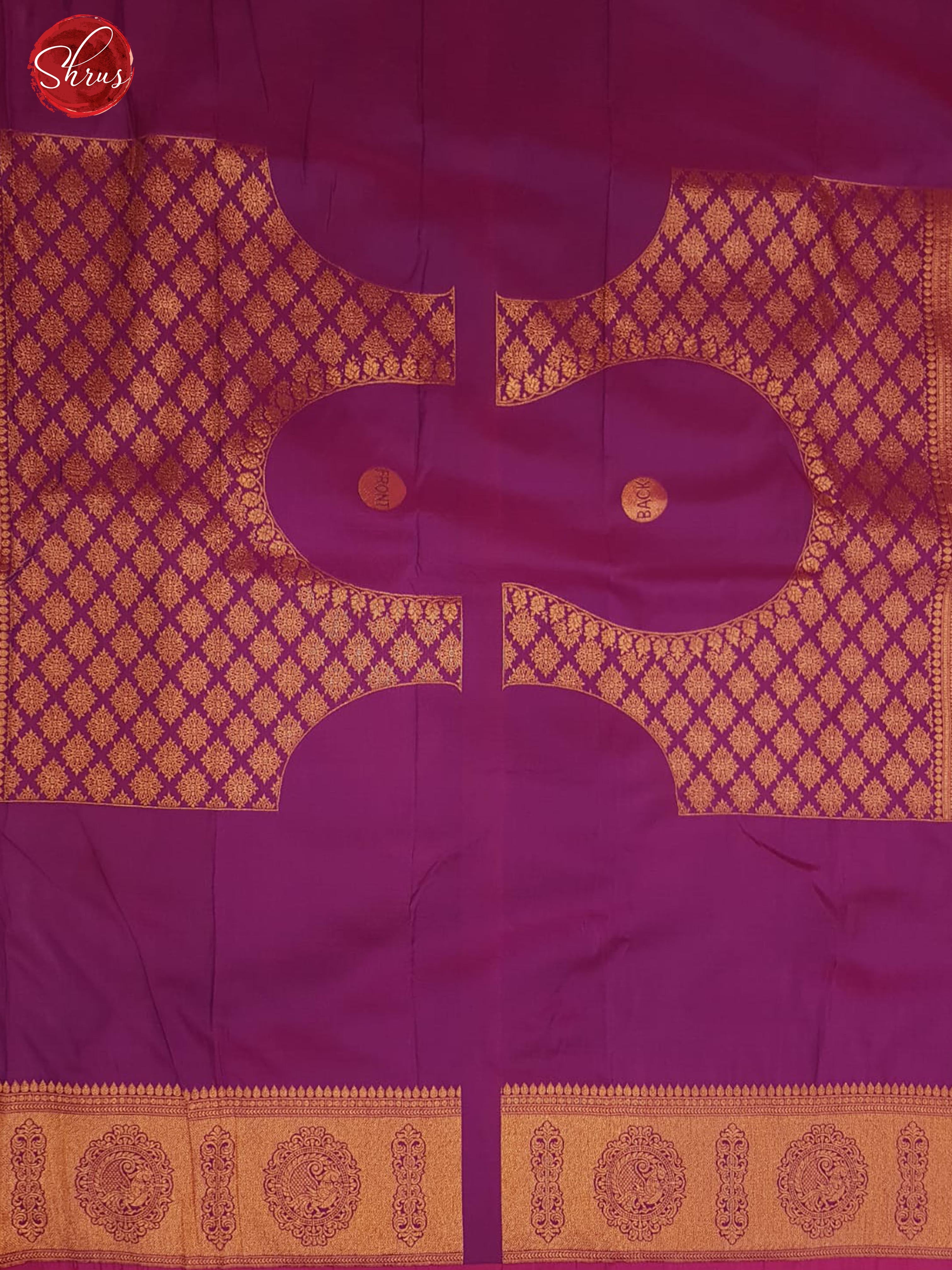 Orange & Purple - Semi Kanchipuram with Zari woven  brocade  on the body & Contrast Zari Border - Shop on ShrusEternity.com