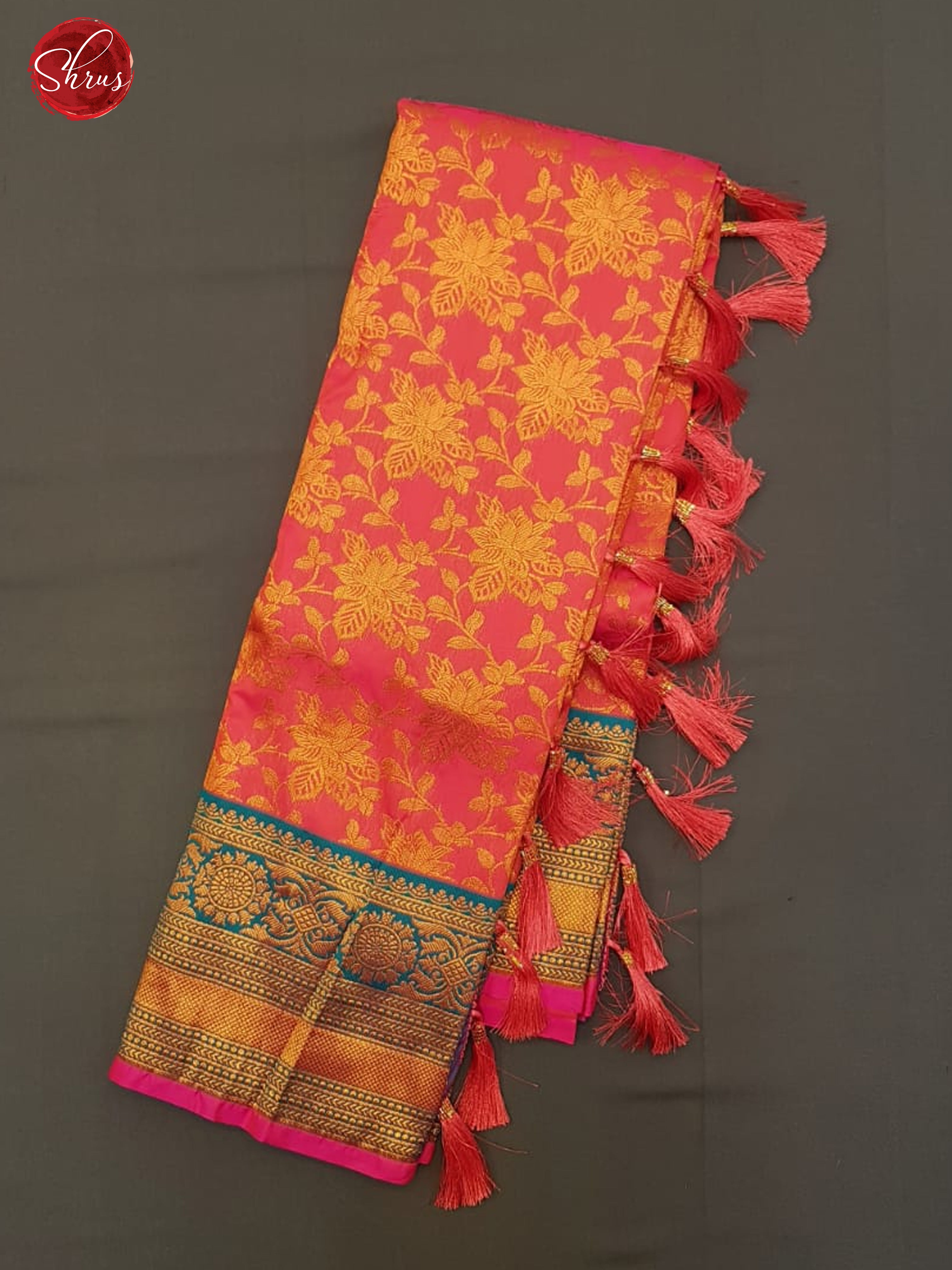 Pink & Purple- Semi Kanchipuram with Zari woven  brocade  on the body &   Zari Border - Shop on ShrusEternity.com