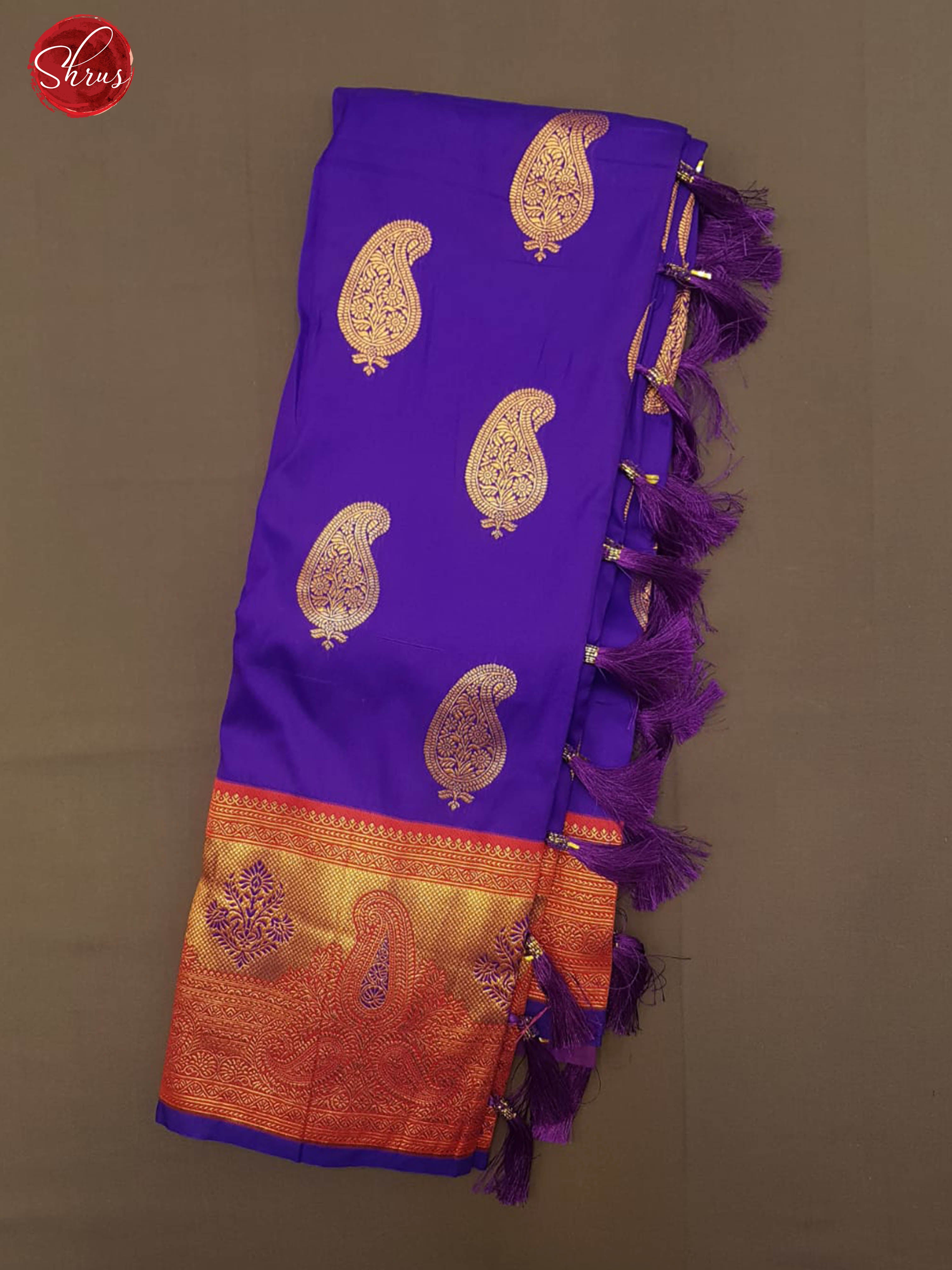 Blue & Pink -Semi Kanchipuram with Zari woven paisleys motifs   on the body & Contrast Zari Border - Shop on ShrusEternity.com