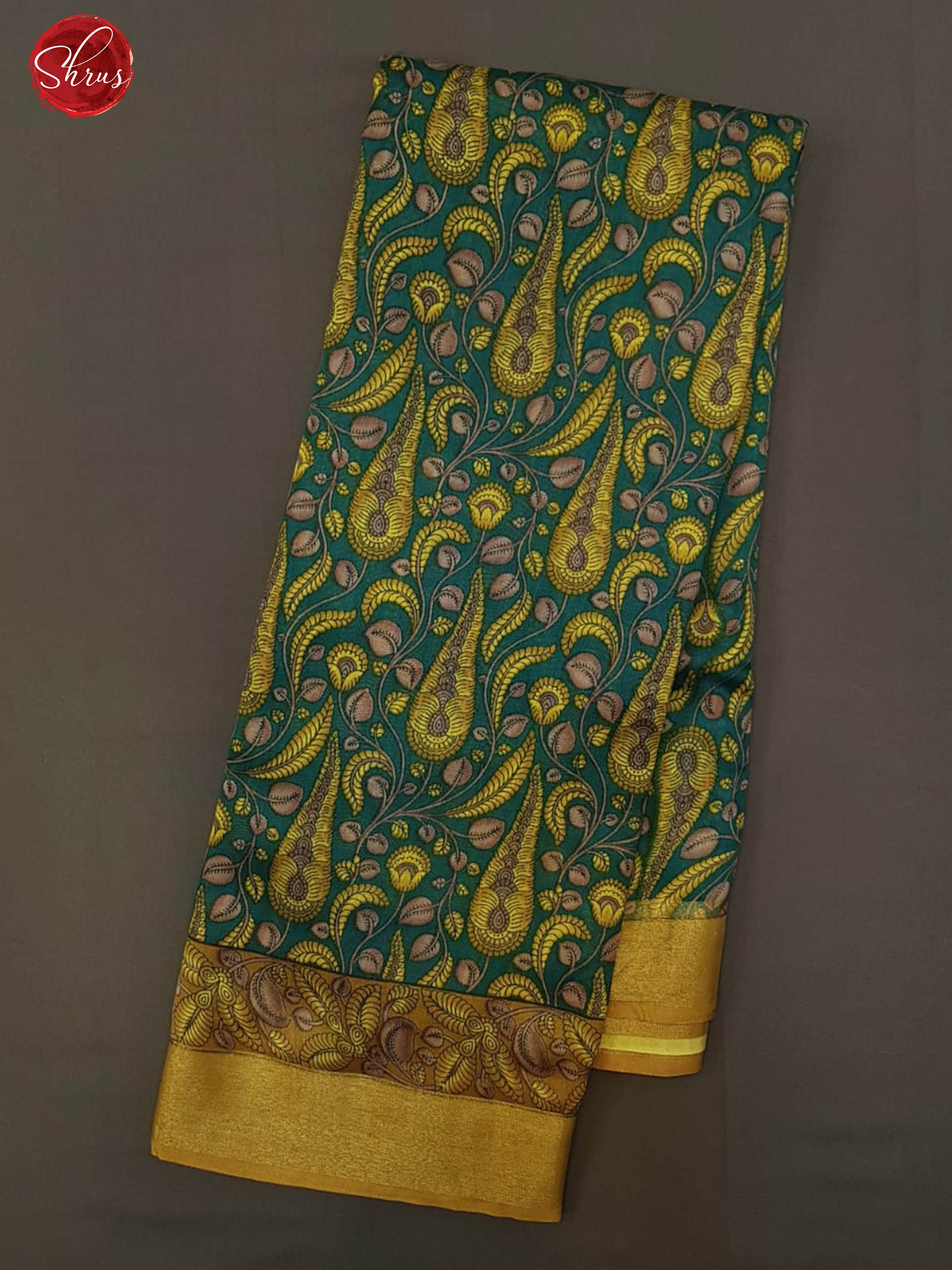 Green & Brown - Moonga Silk with printed Body & Contrast Zari Border - Shop on ShrusEternity.com