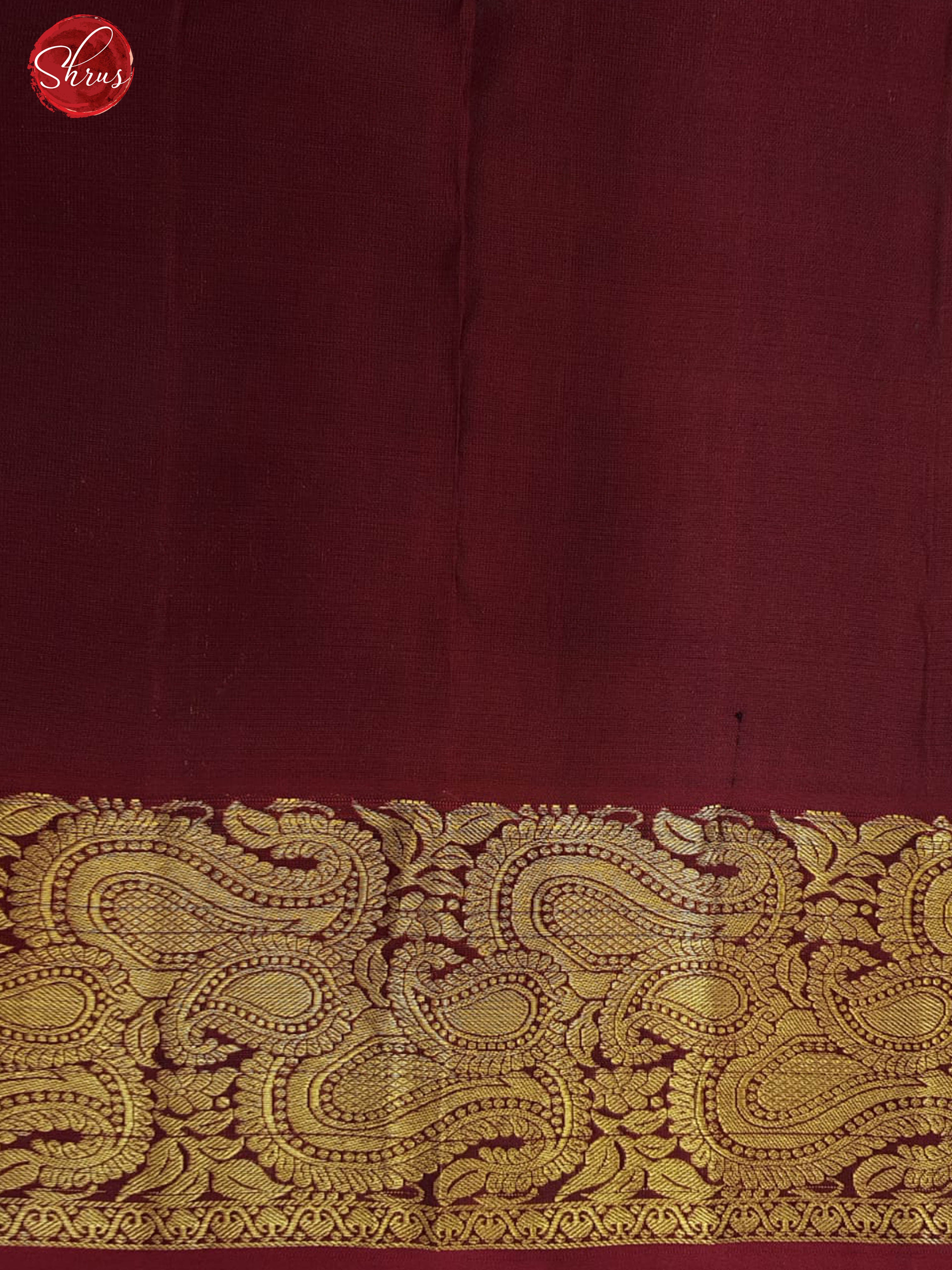 Grey  & Maroon - Kanchipuram Silk with Zari woven floral buttas on the body & Zari Border - Shop on ShrusEternity.com