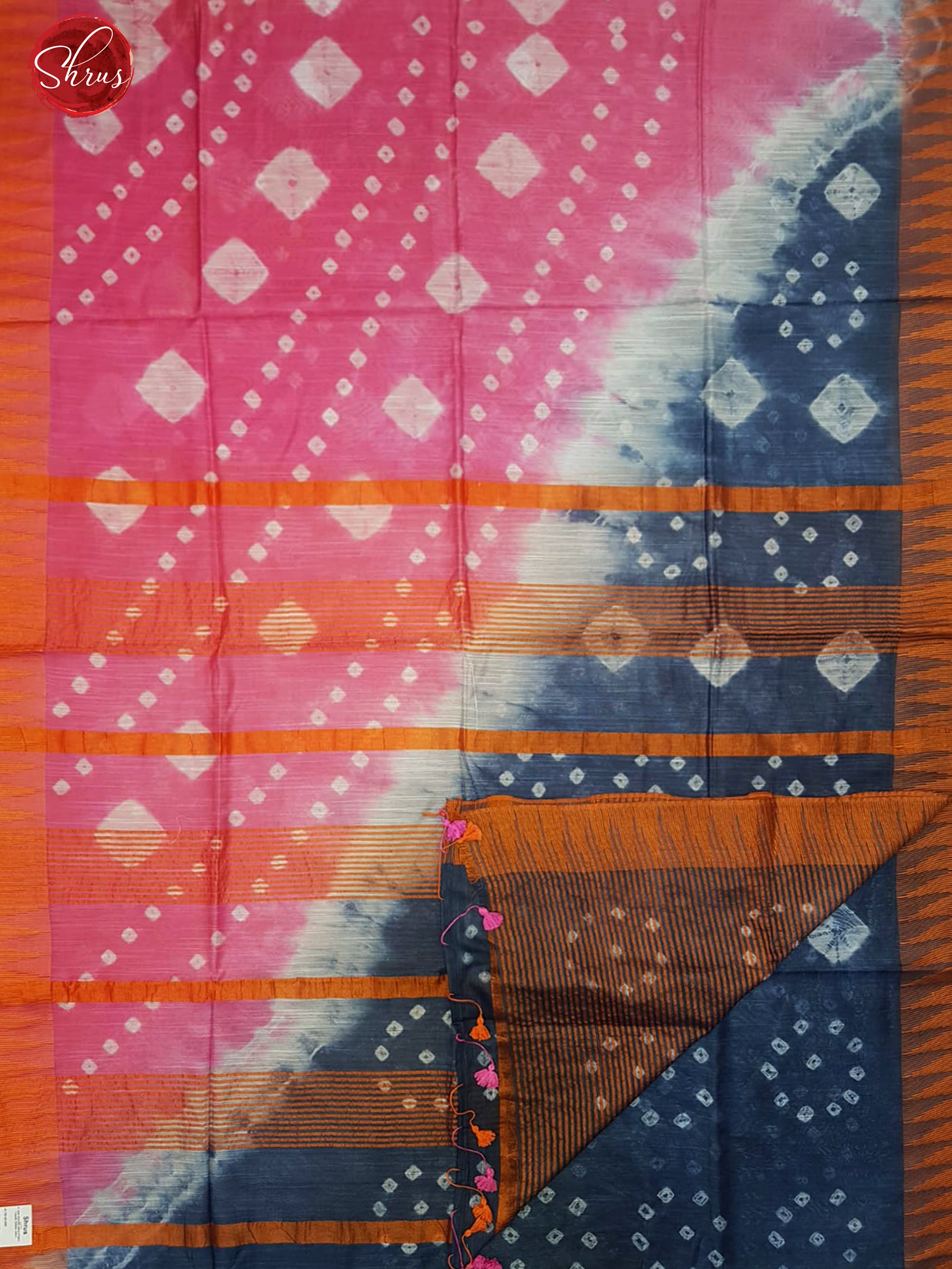 Pink & Blue - Shibori with shibori pattern on the body & zari Border - Shop on ShrusEternity.com