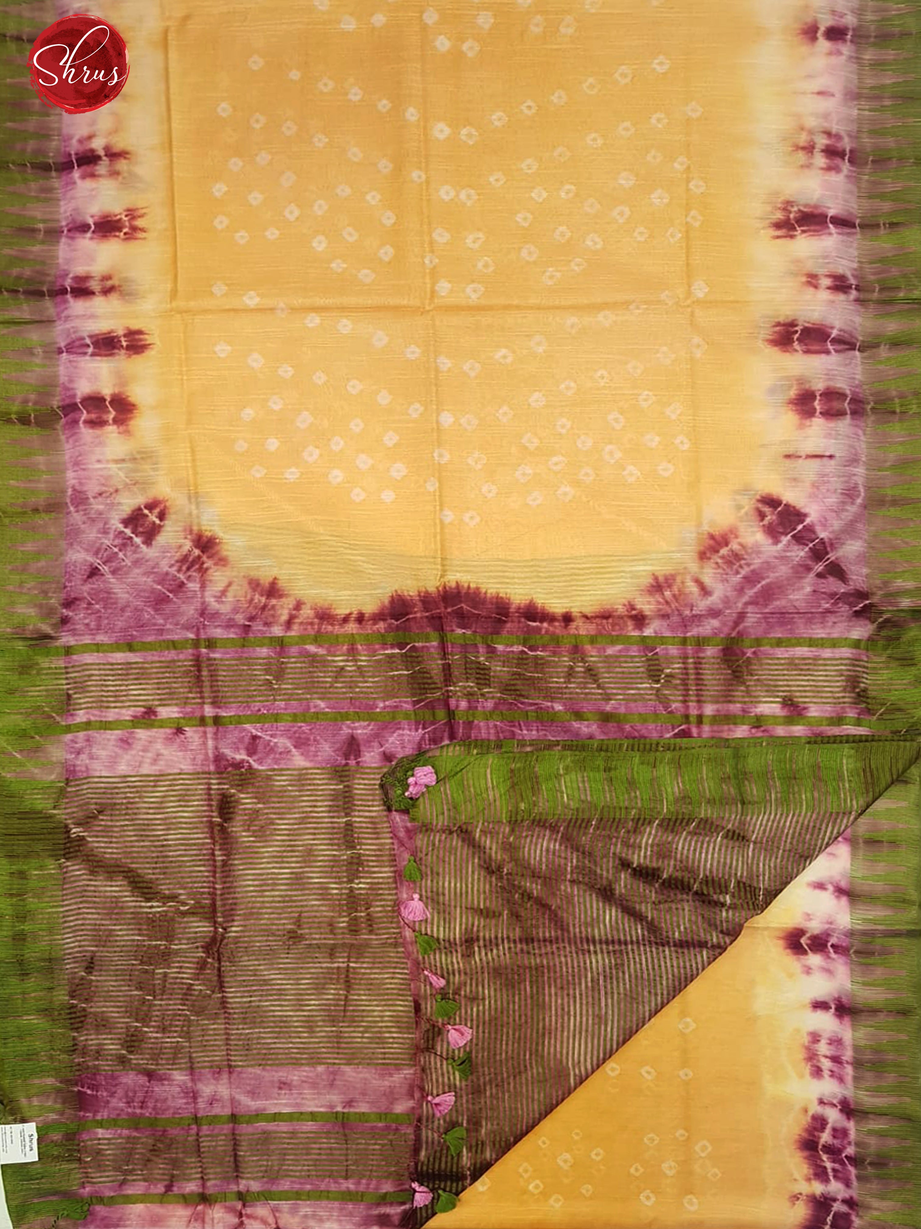 Peach & Green -Shibori with shibori pattern on the body & Border - Shop on ShrusEternity.com