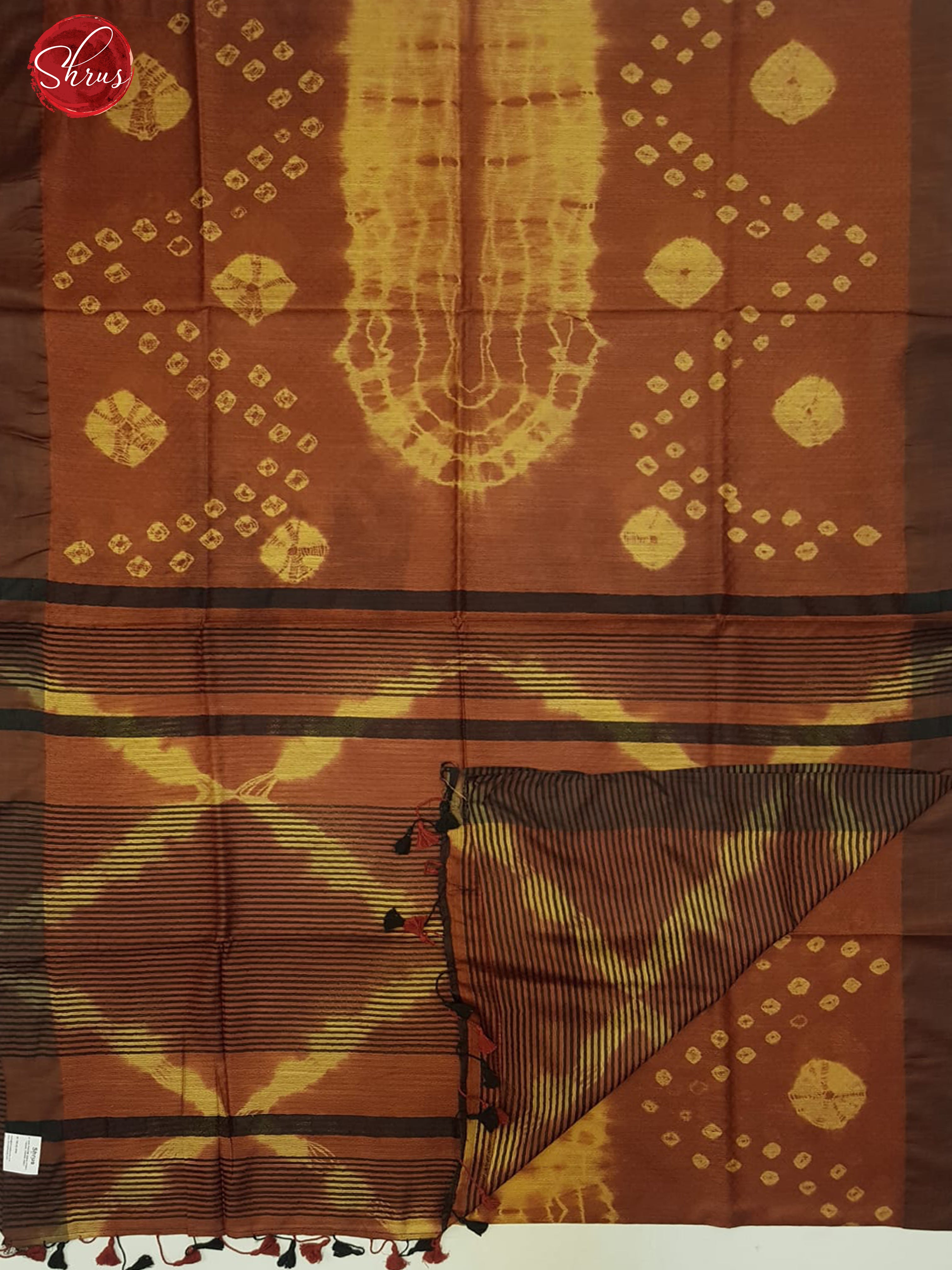 Brown & Black - Shibori with shibori pattern on the body & zari Border - Shop on ShrusEternity.com